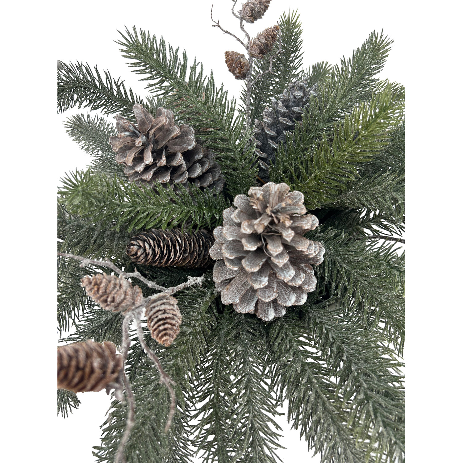 Potted Frosted Pinecone Centerpiece Green and White Image 4