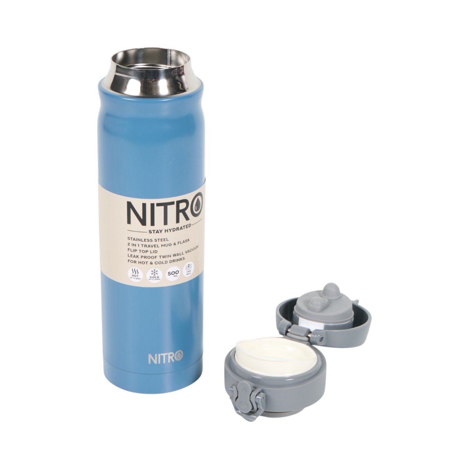 Nitro Stainless Steel Travel Flask and Mug Image 5