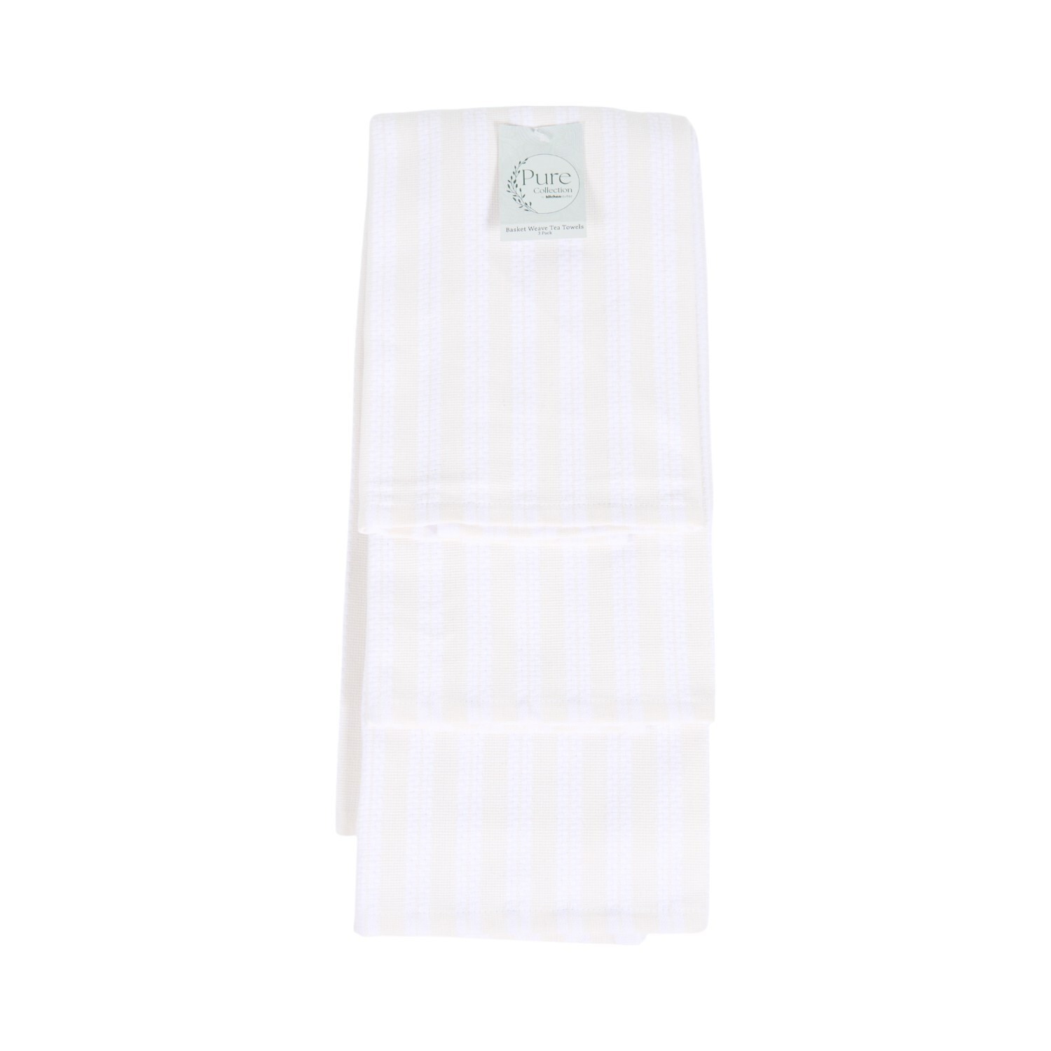 Pack of 3 Basket Weave Tea Towels - Cream Image 8