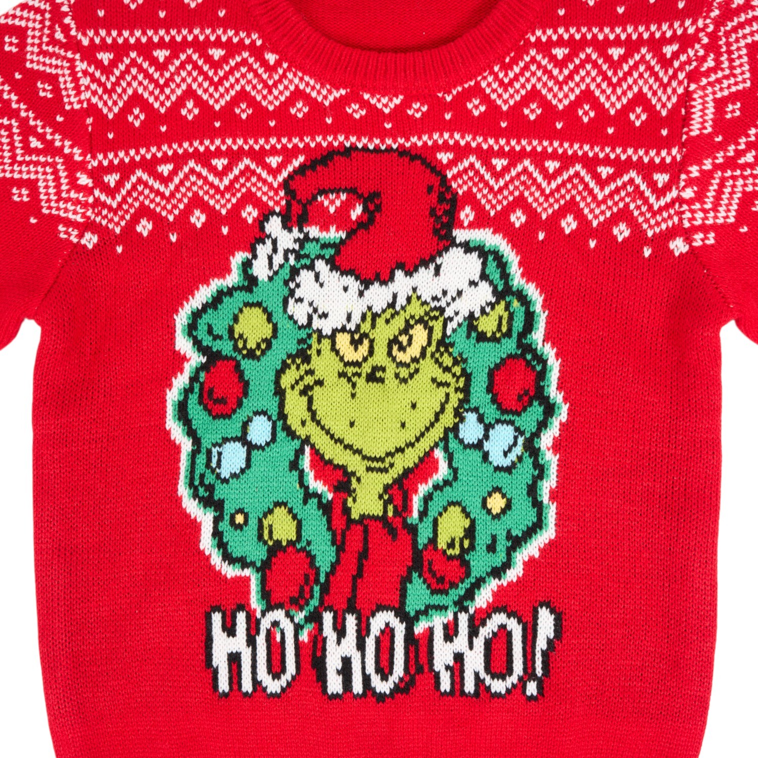 Kids Grinch Wreath Jumper Red Image 5