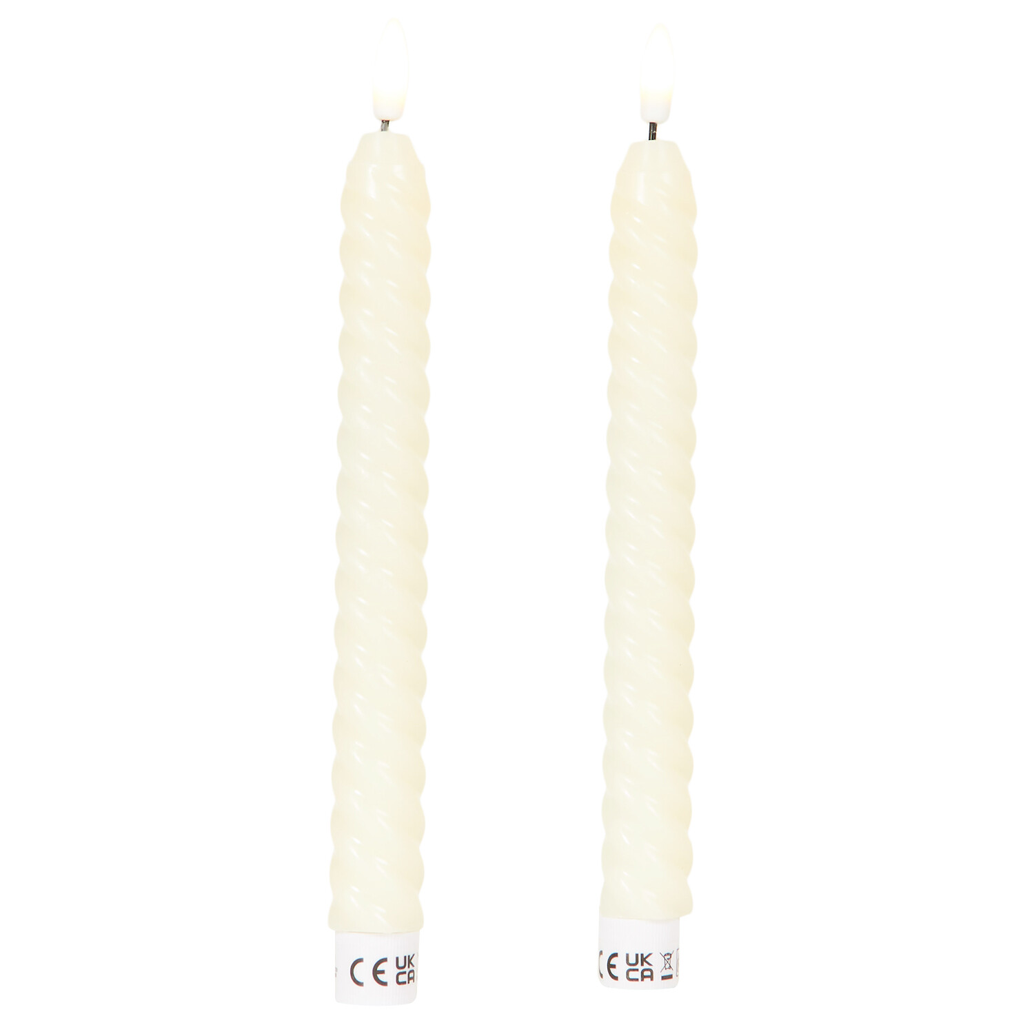 Set of 2 Twist Taper LED Candles - White or Ivory Image 2