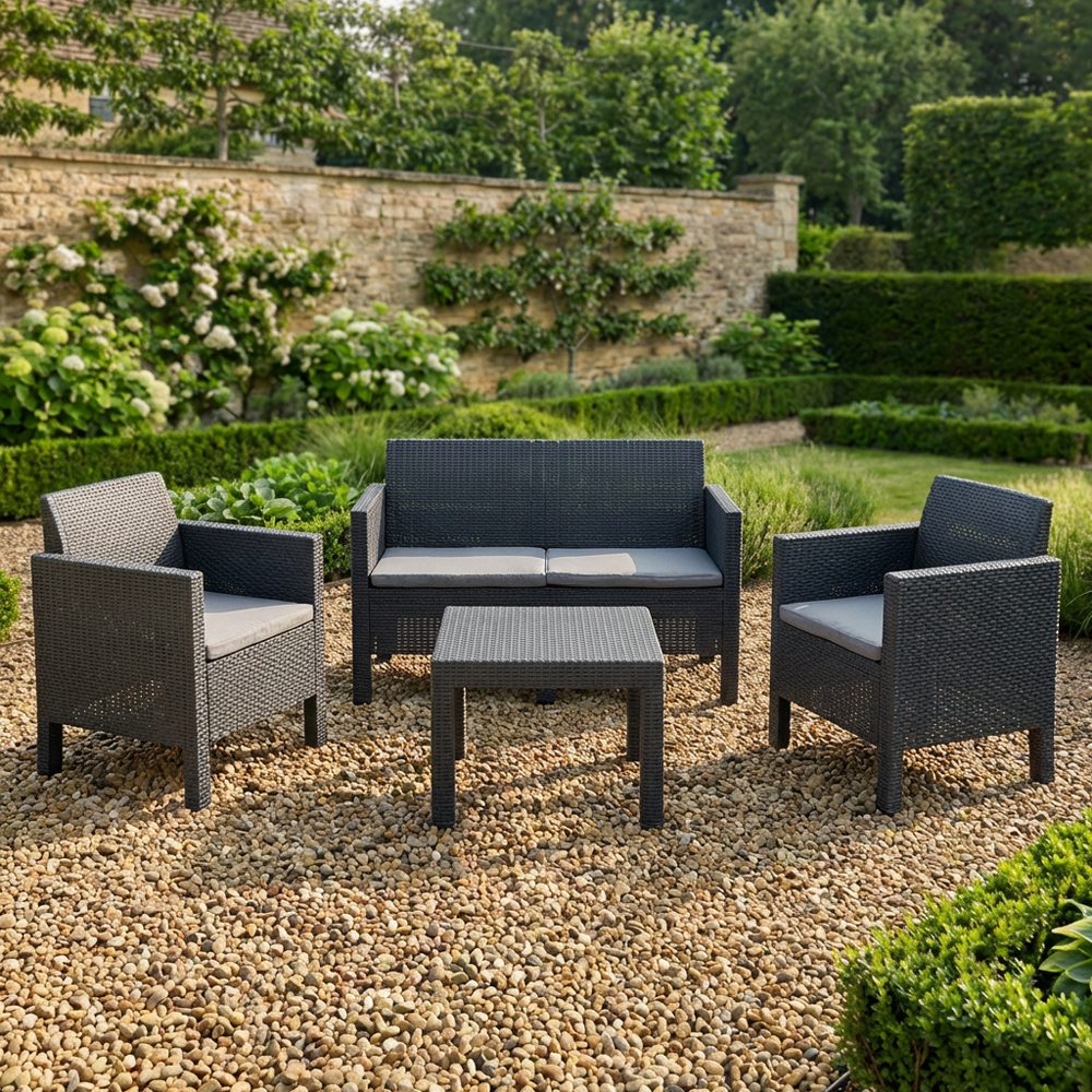Matilde Conversation 4 Seater Black Rattan Patio Lounge Set Image 5