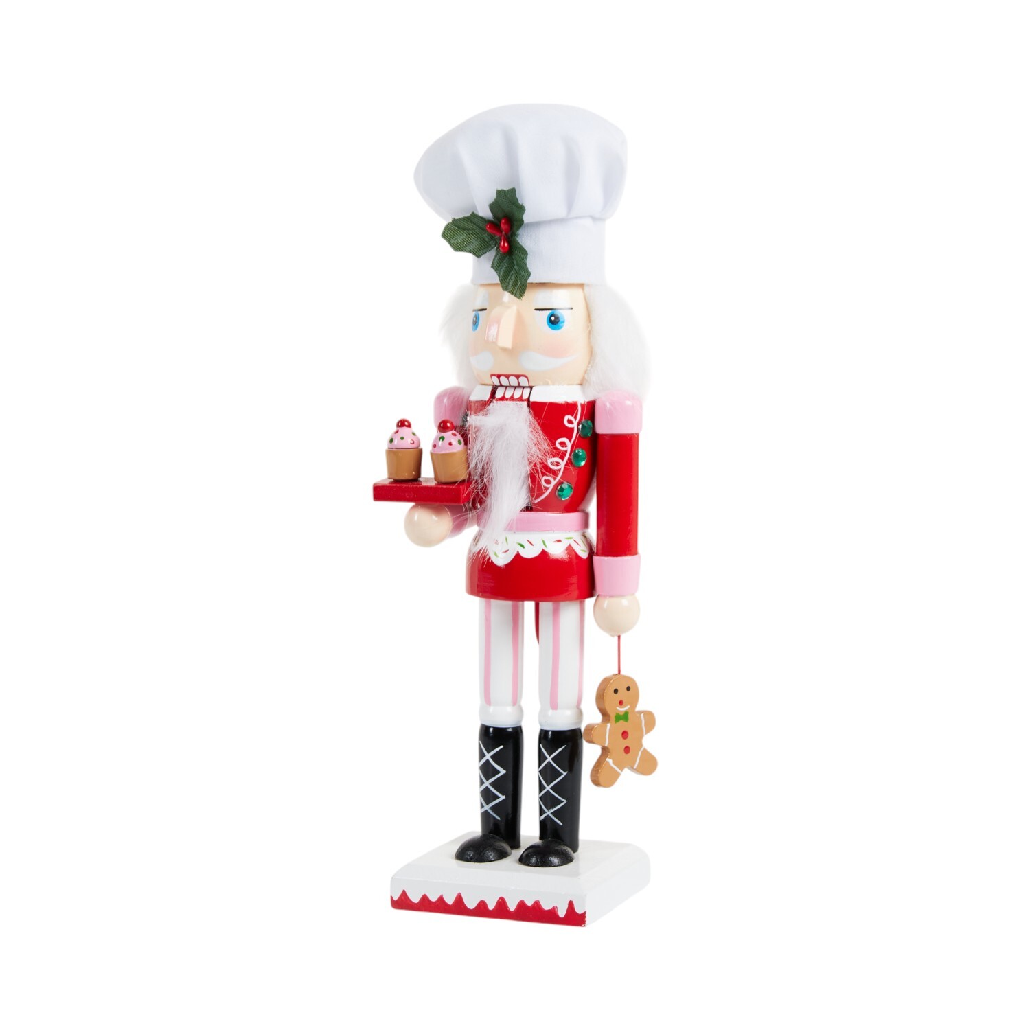Wooden Chef Nutcracker Standing DecorationRed and White Image 2