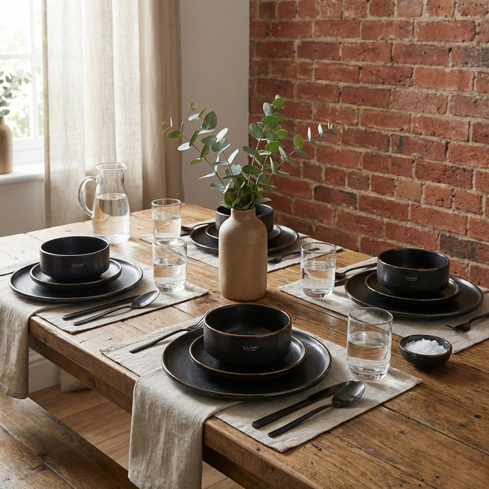 Kaiseki Speckle Black 12 Piece Dinner Set Image 6