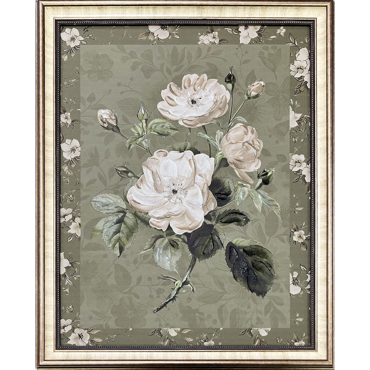 Antique Style Floral Framed Art Image 4