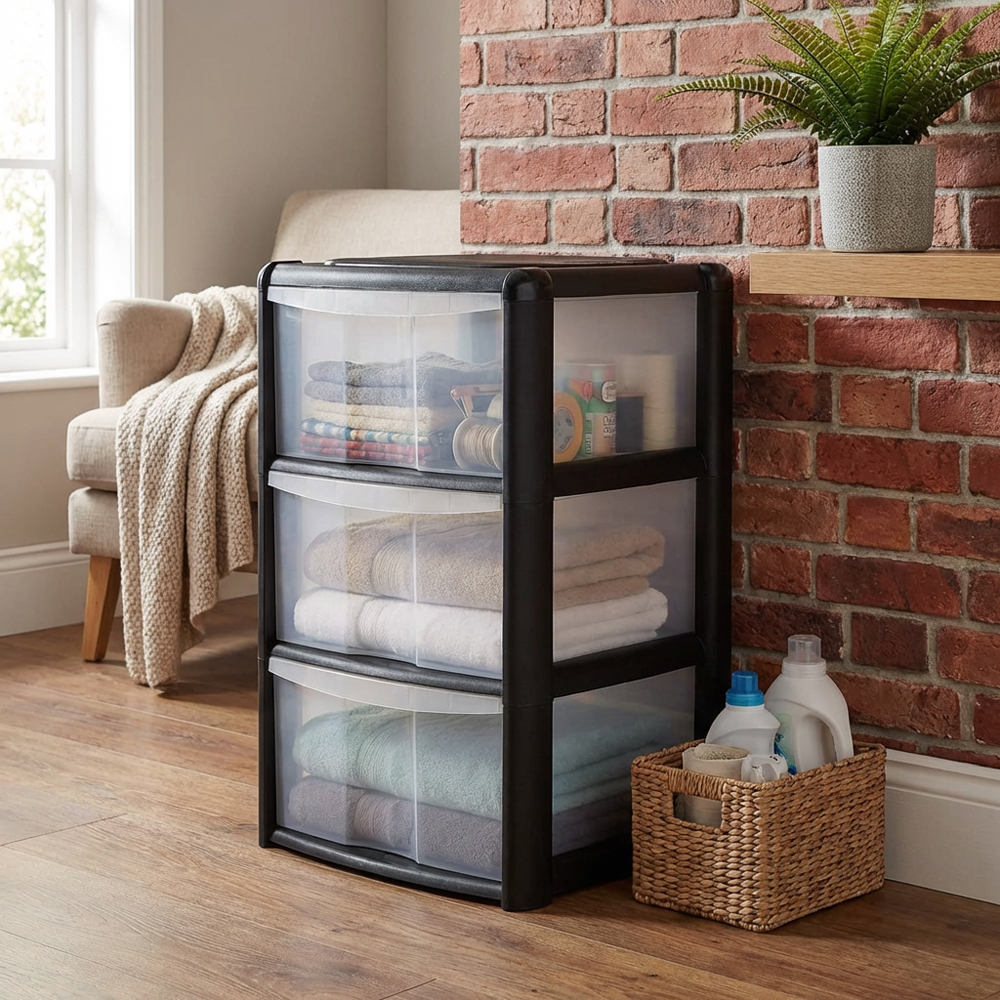 3 Drawer Black Tower Storage Unit Image 5