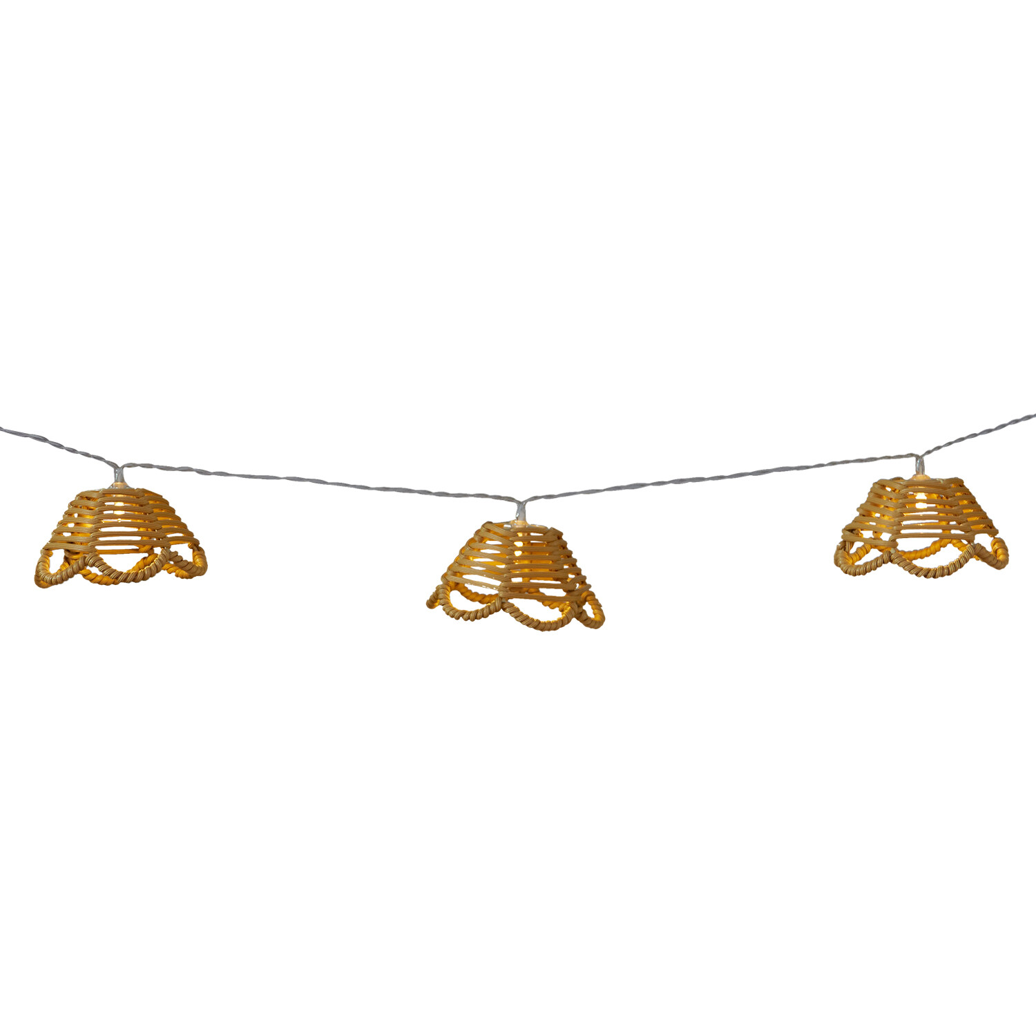 Brown 10 LED Wicker Flower Solar String Light Image 3
