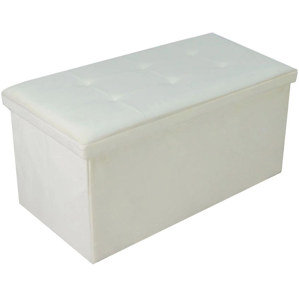 Seville Cream Brushed Velvet Storage Trunk Image 2