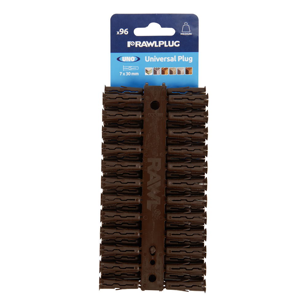 Rawlplug 7 x 30mm Brown Universal Plugs 96 Pack Image 2