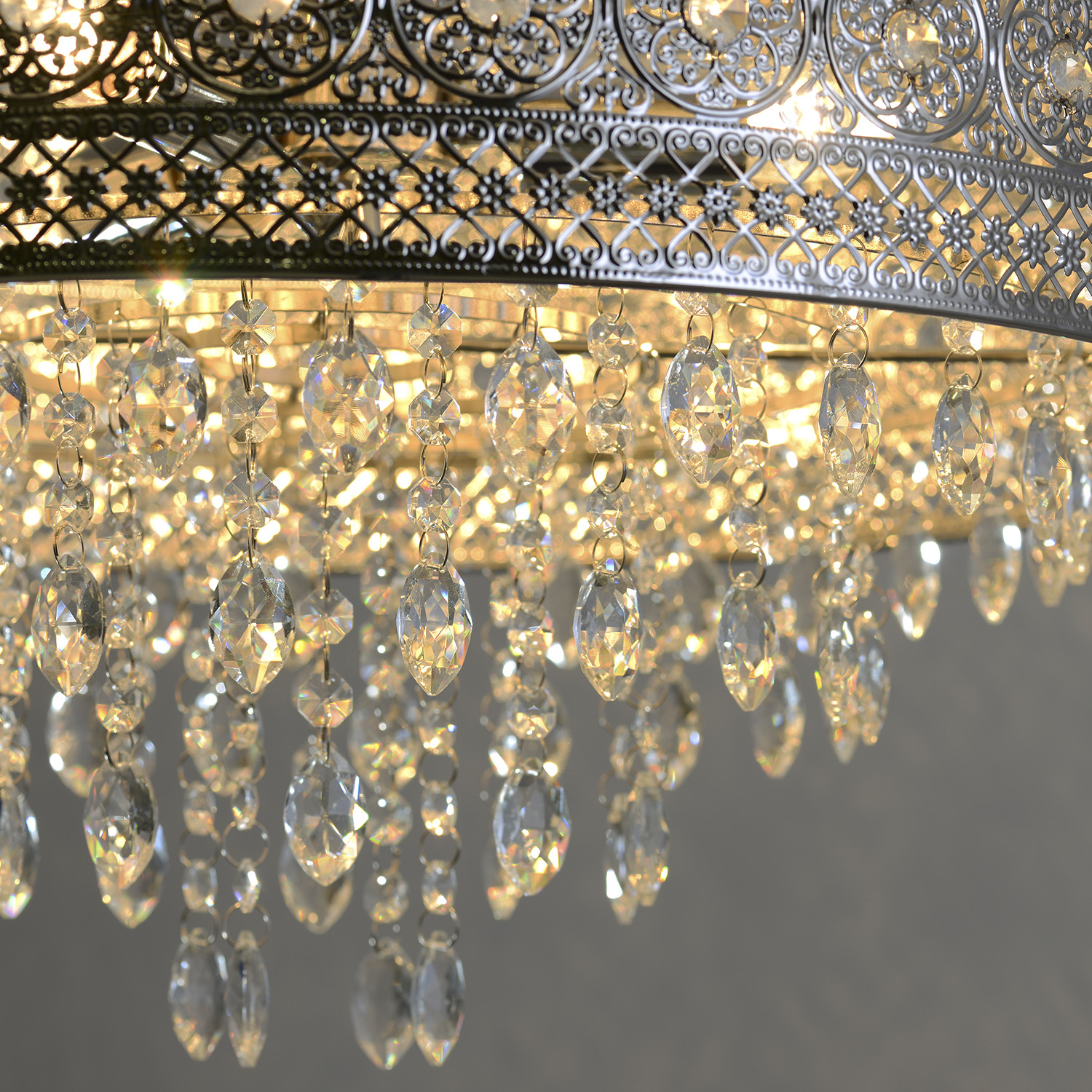 Florence Crystal 3 Light Flush Fitting Ceiling Light Image 5