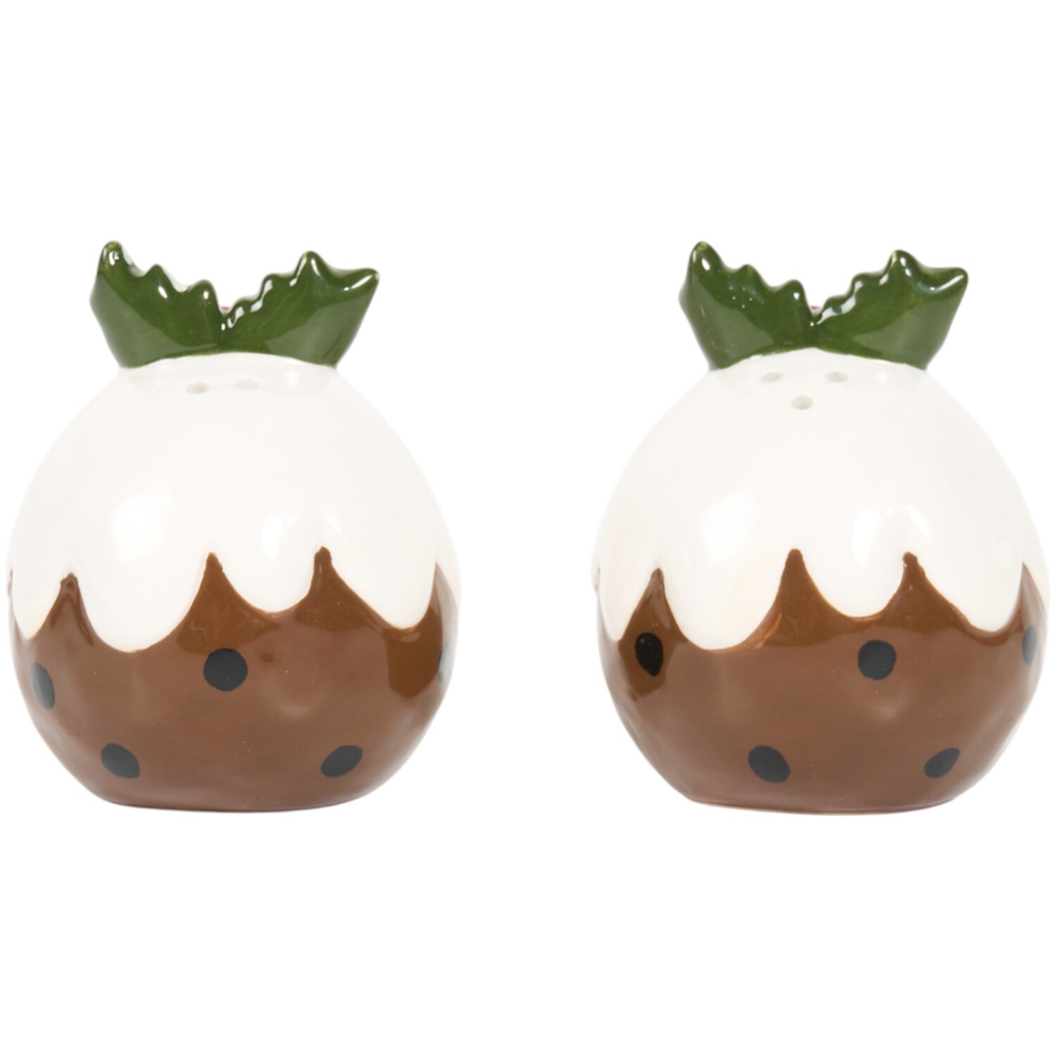 Salt and Pepper Christmas Pudding Shakers Brown Image 2