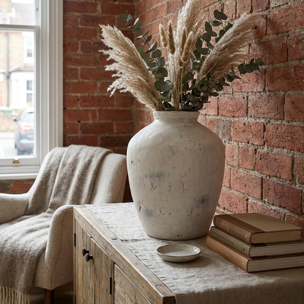 Amara White Large Textured Vase 34cm Image 2