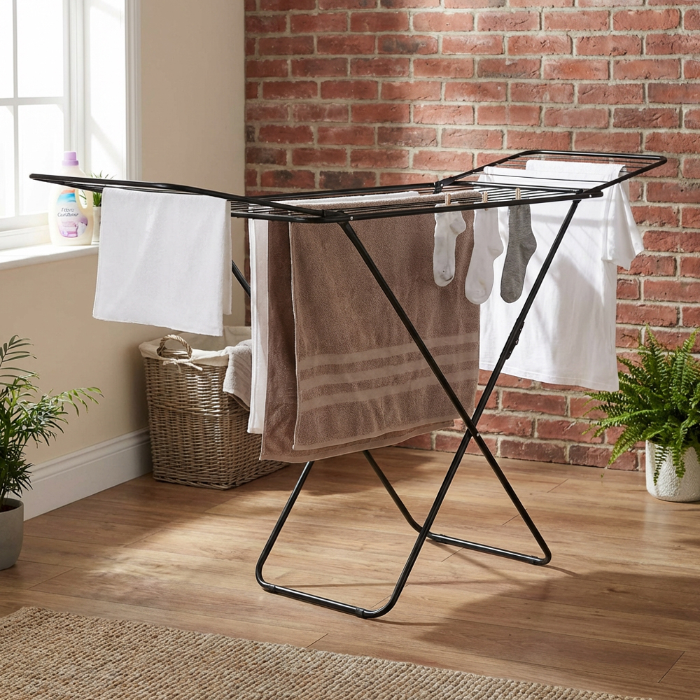 Living Solutions Wire Clothes Airer 18m - Black Image 5