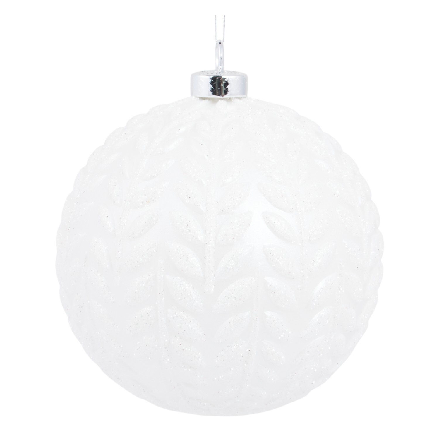 Pack of 4 Embossed Baubles White Image 3