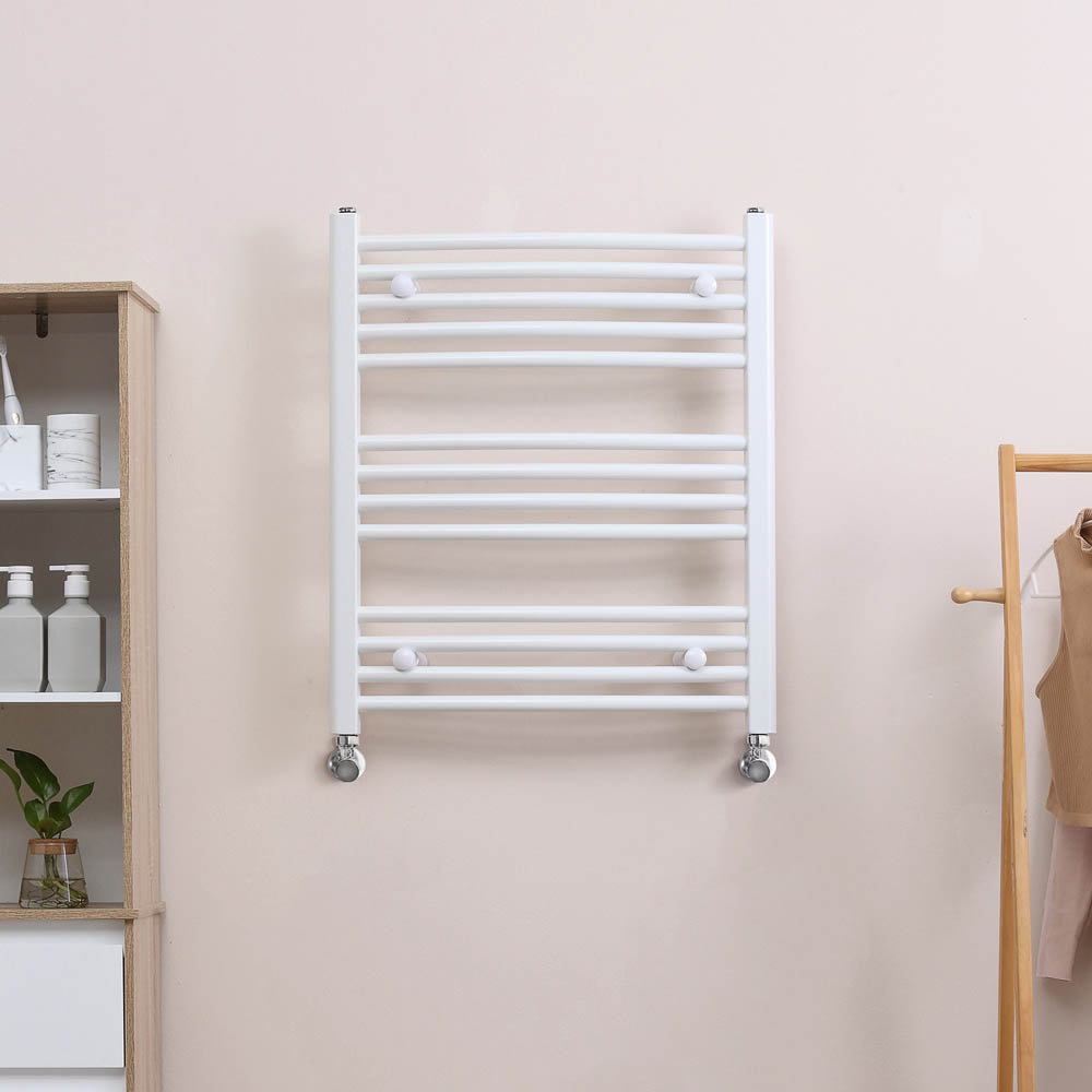 HOMCOM Heated Towel Rail, Hydronic Bathroom Ladder Radiator 600mm x 700mm White Image 6