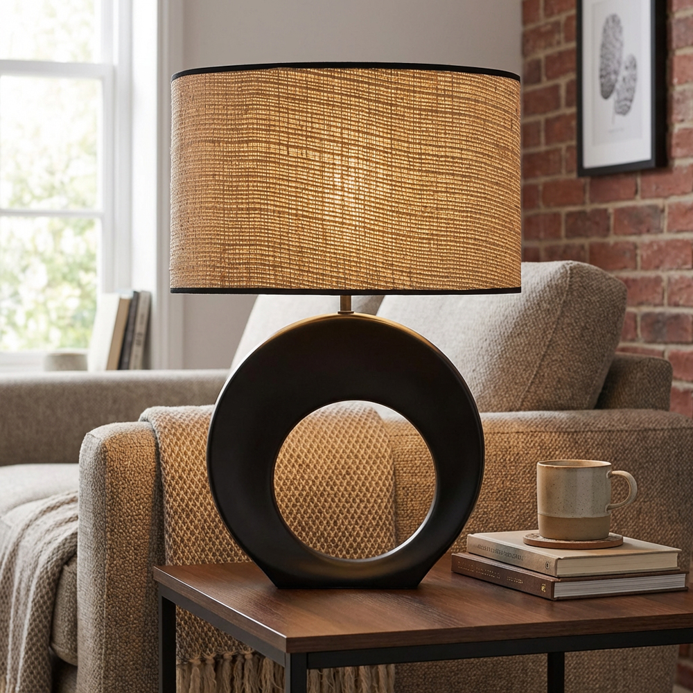 Colson Table Lamp - Black and Natural Image 3