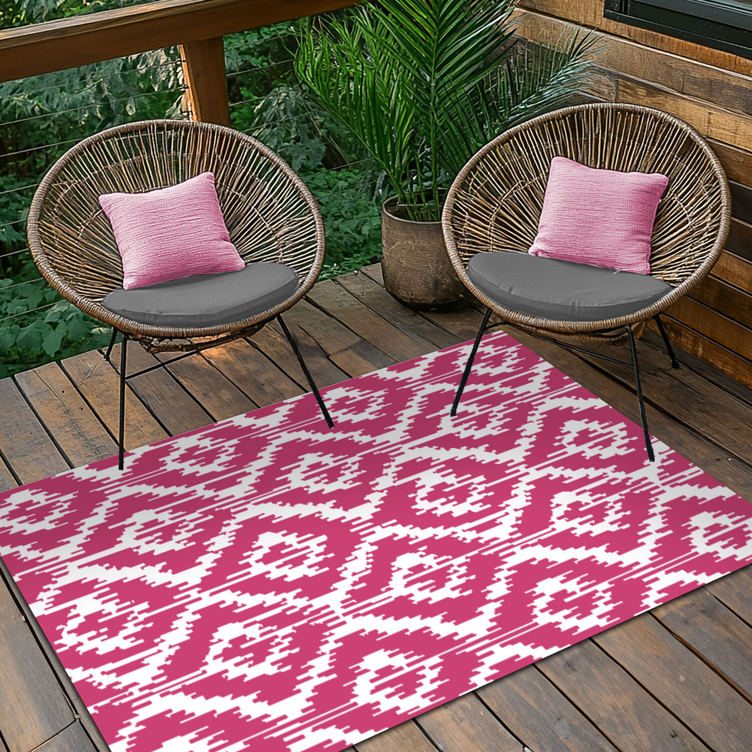Diamond Haze Reversible Outdoor Rug - Pink Image 2