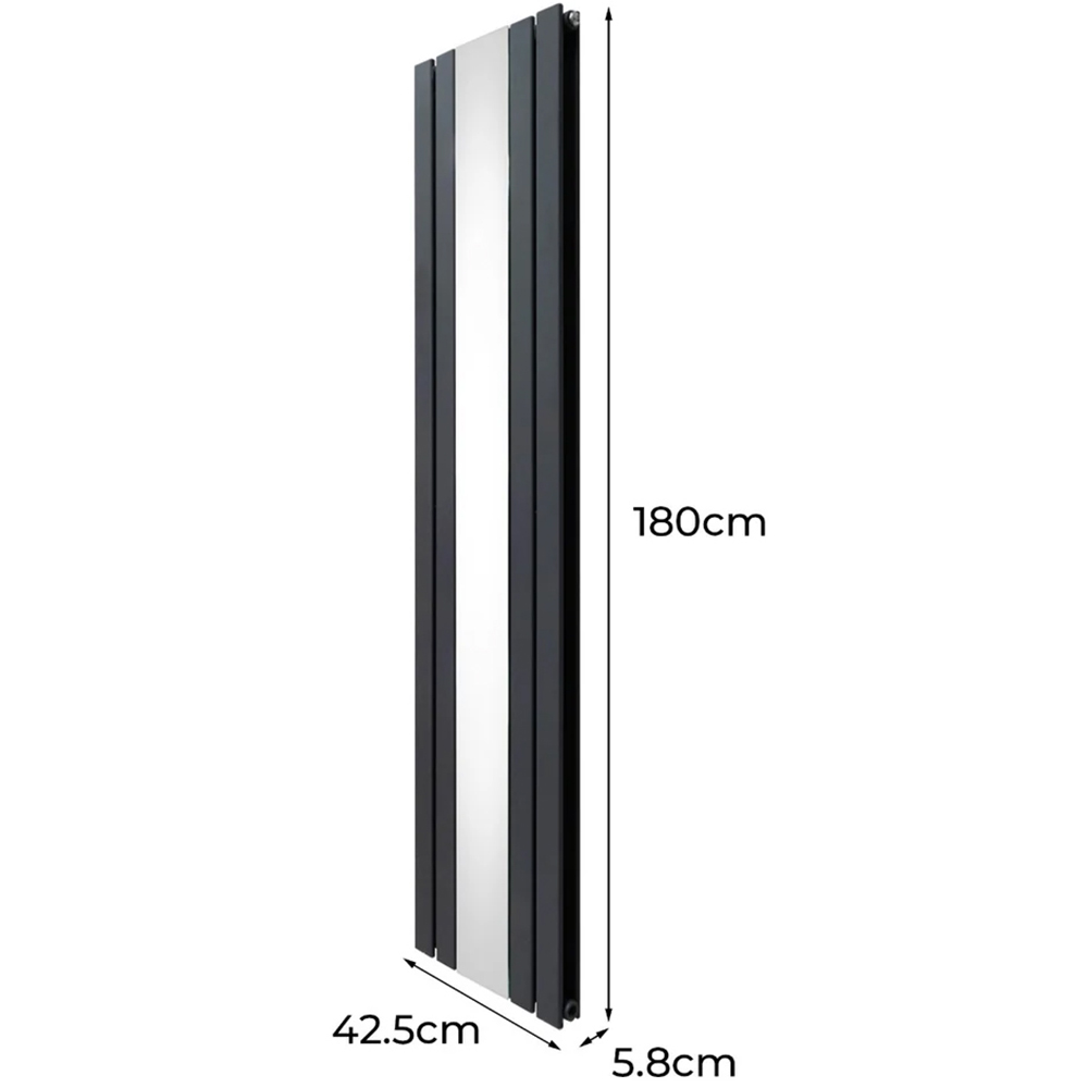 Monster Shop 6012BTU Anthracite Grey Flat Panel Mirror Radiator 1800 x 425mm Image 6