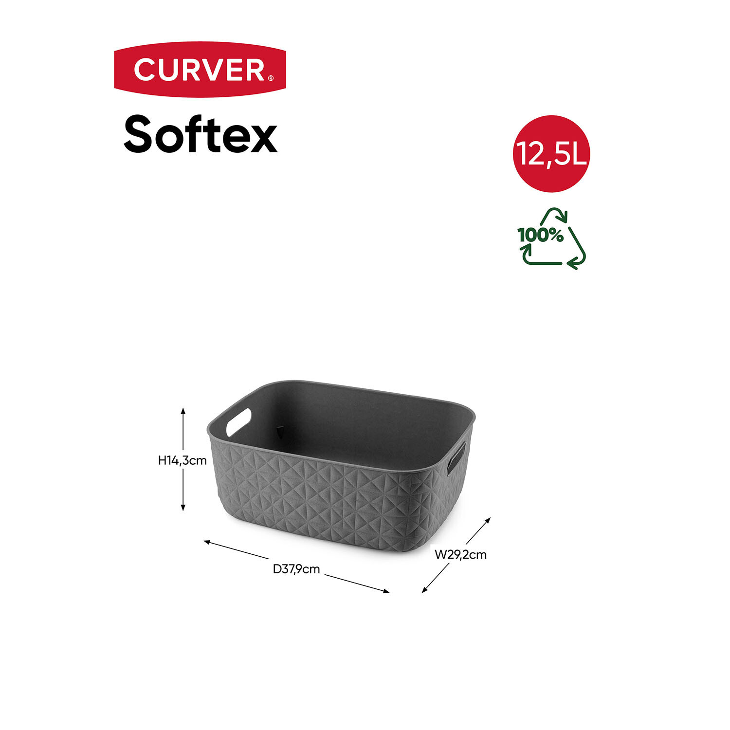 Curver Softex 12.5L Grey Storage Basket Image 9