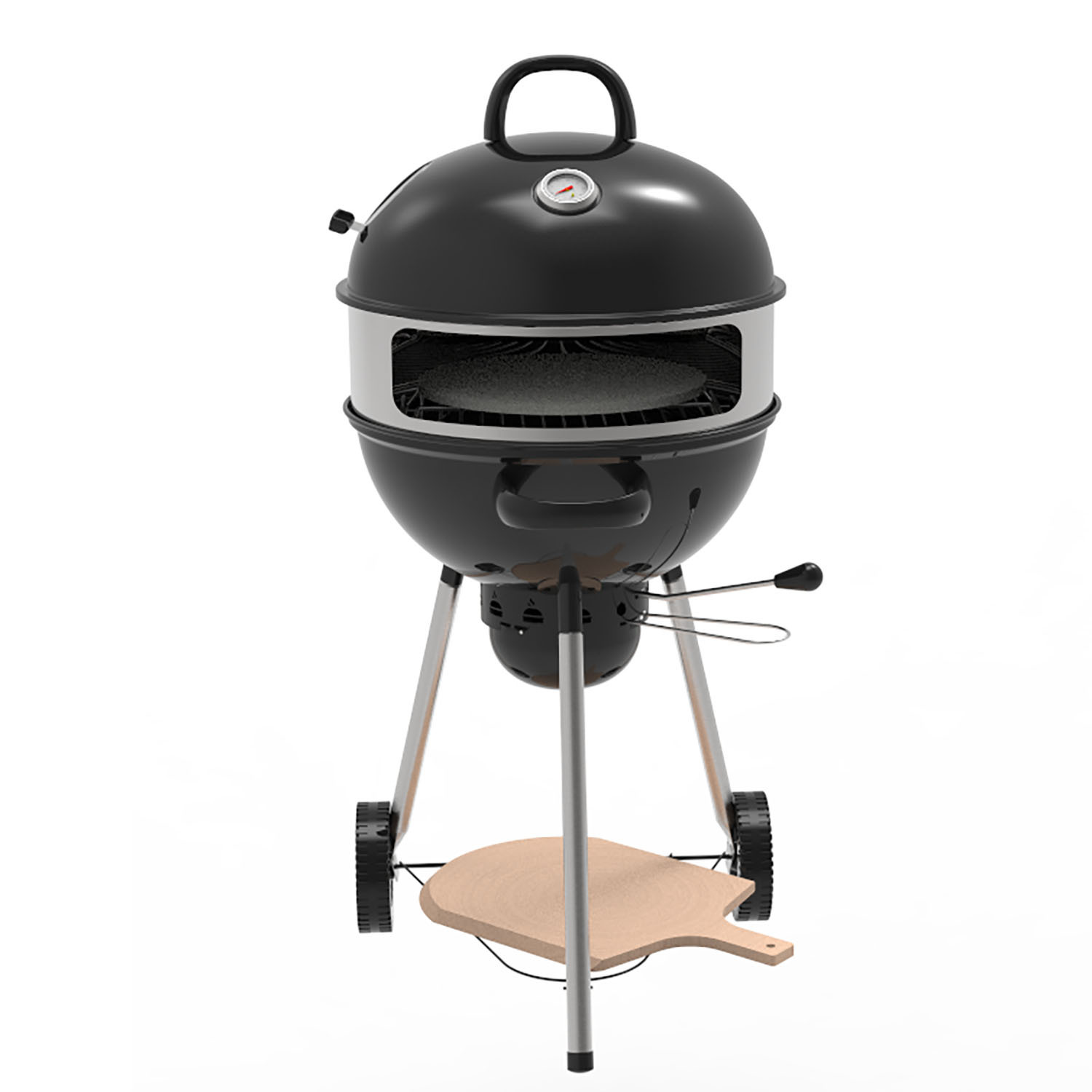 Memphis Kettle BBQ Pizza Ring and Stone - Black Image 3