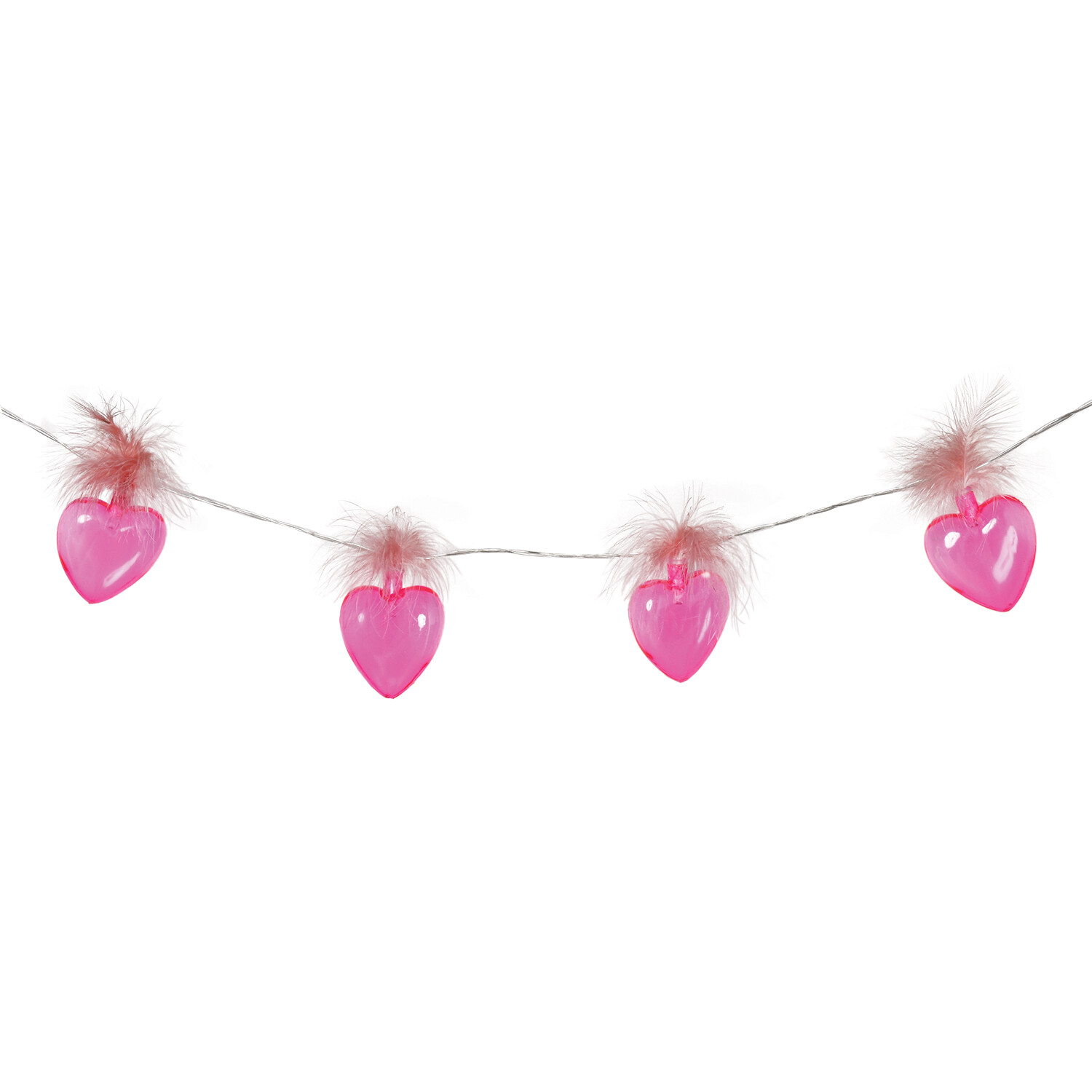 20 LED Fluffy Heart String Light - Pink Image 3