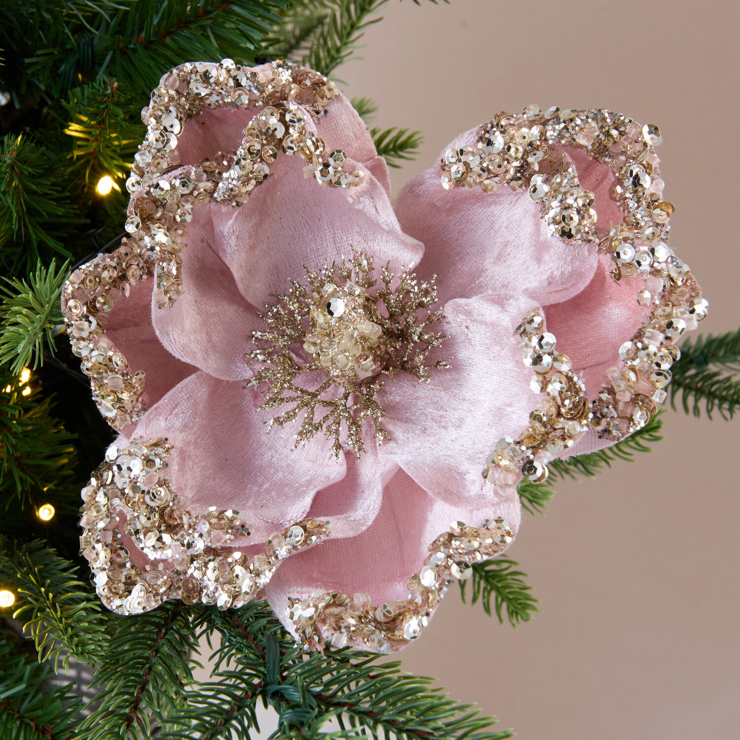 Blush Glitter Magnolia Pick Image 13