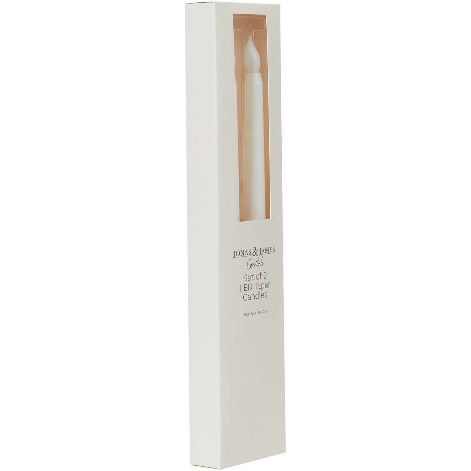 Jonas & James Set of 2 LED Taper Candles - White Image 2