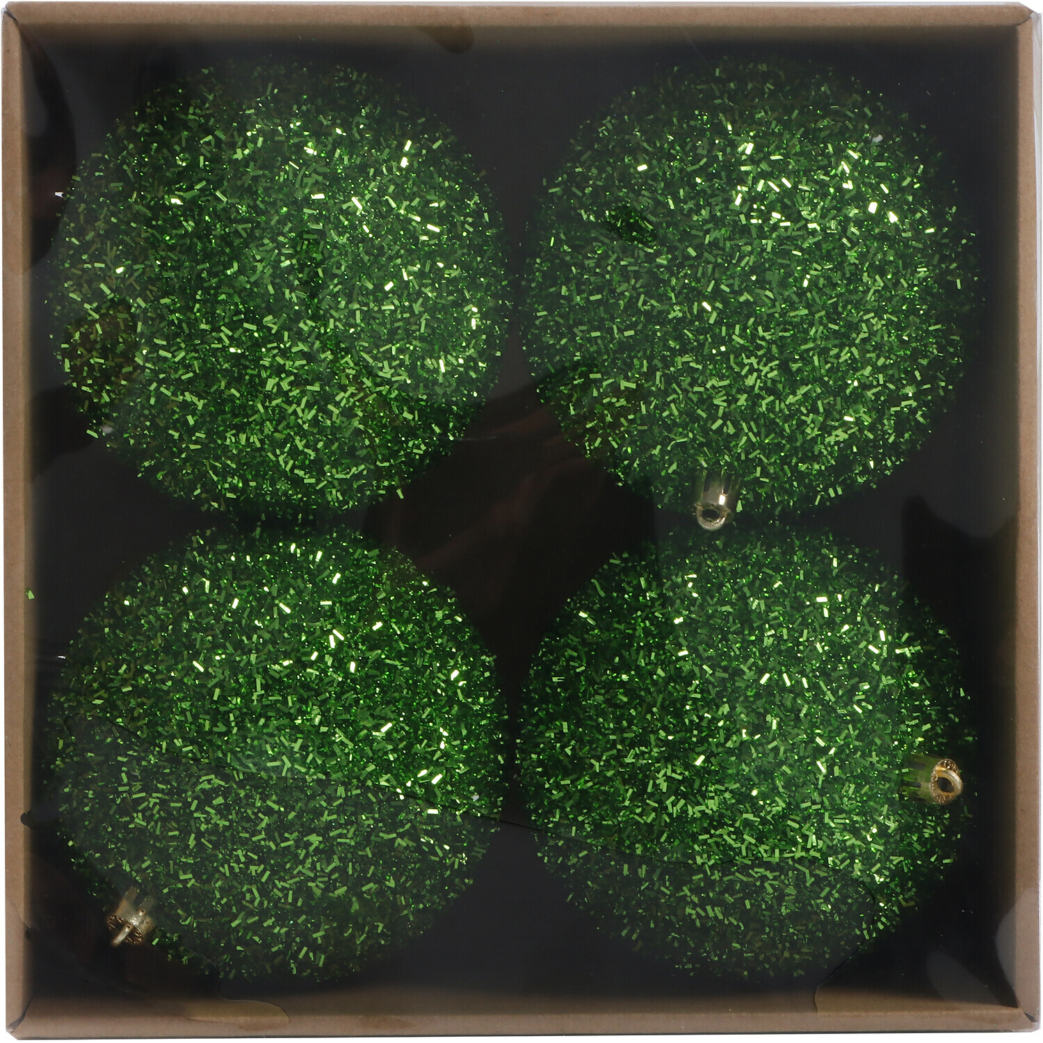 Pack of 4 Tinsel Baubles Green Image 1