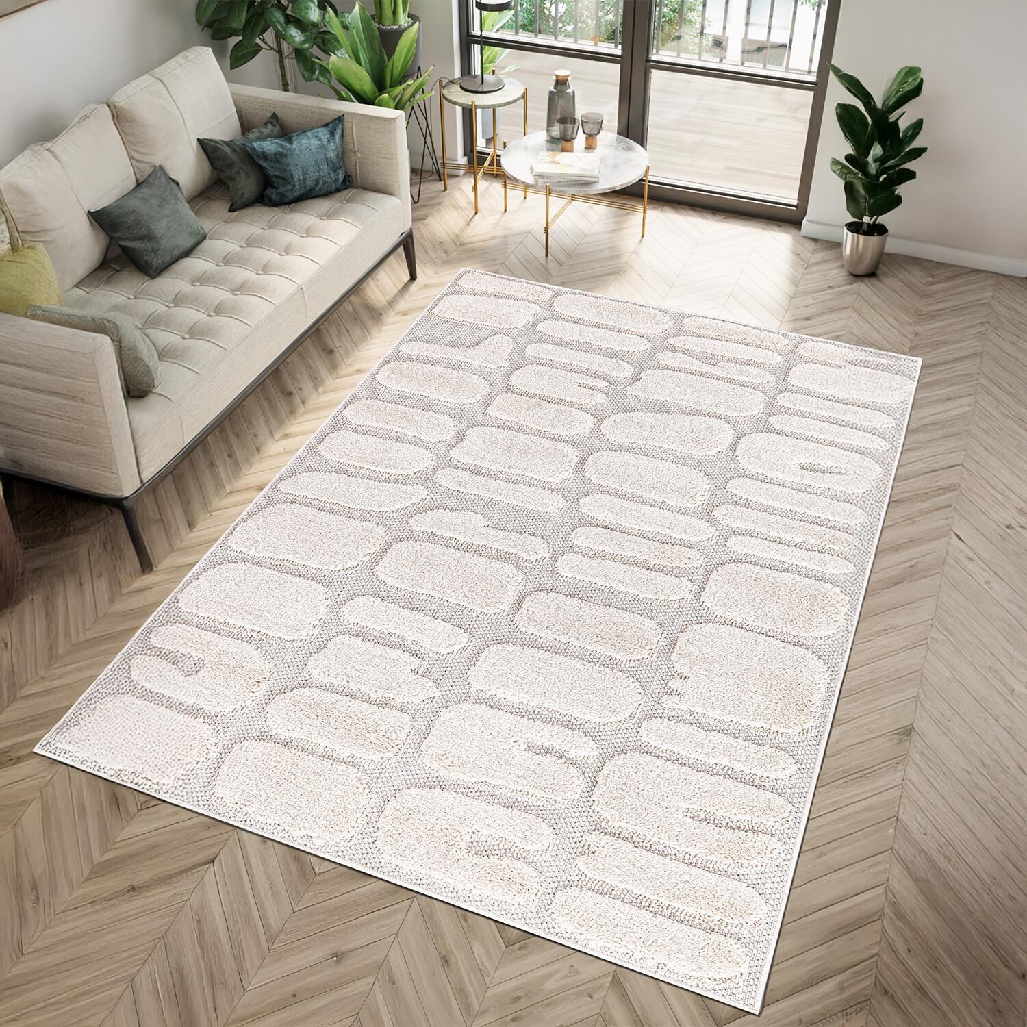 Bailey Pebble Rug - Neutral / 120cm Image 2