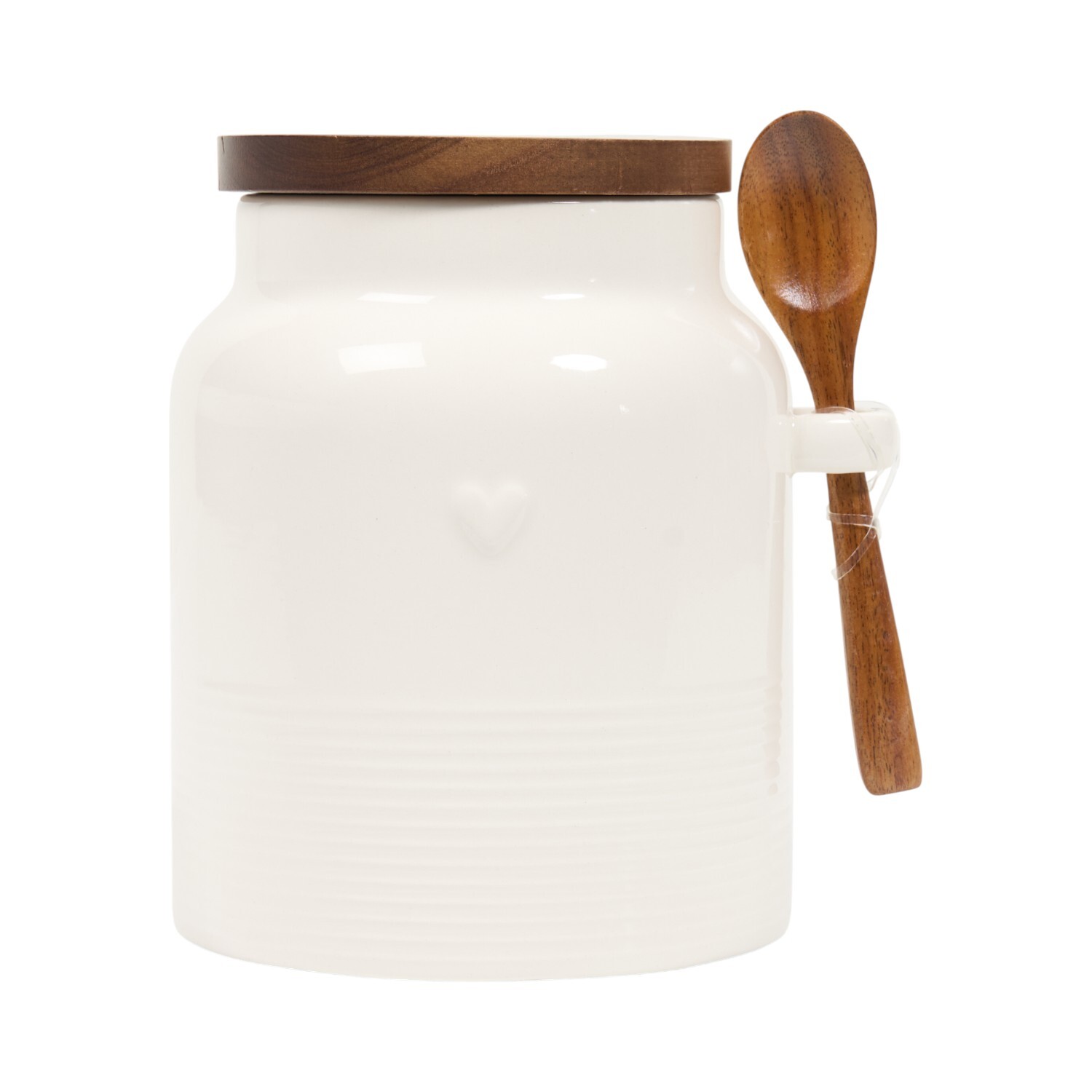 Heart Canister with Lid and Spoon White Image 1