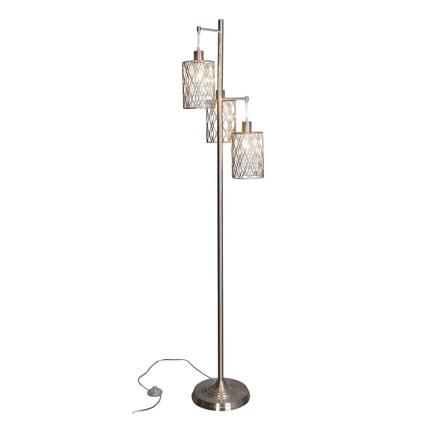 Maya 3 Light Silver Metal Floor Lamp Image 2
