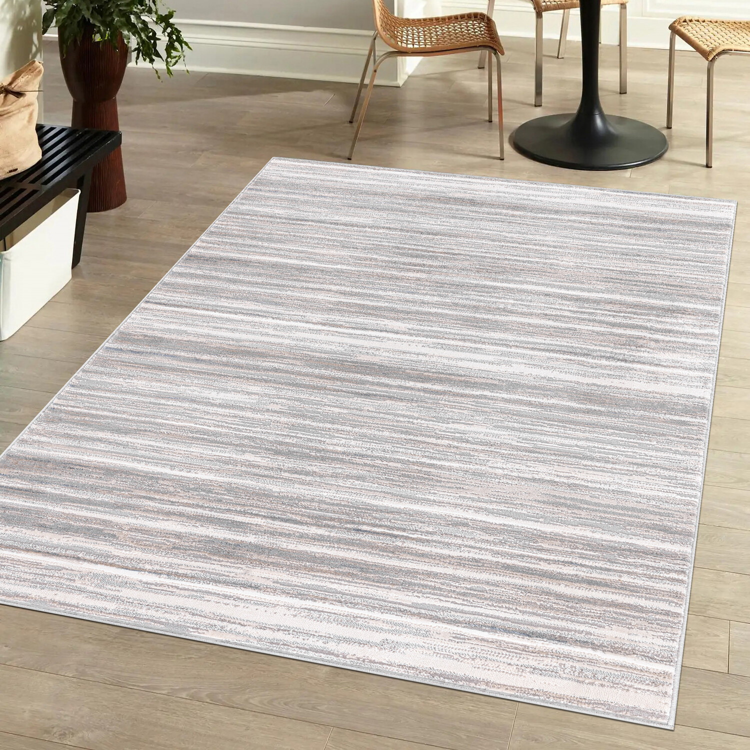 Eden Stripes Rug - Grey / 120cm Image 2