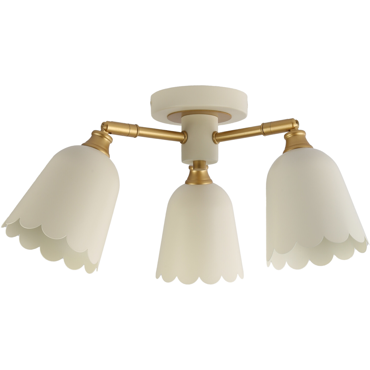 Scalloped 3 Arm Ceiling Fitting Cream Image 2