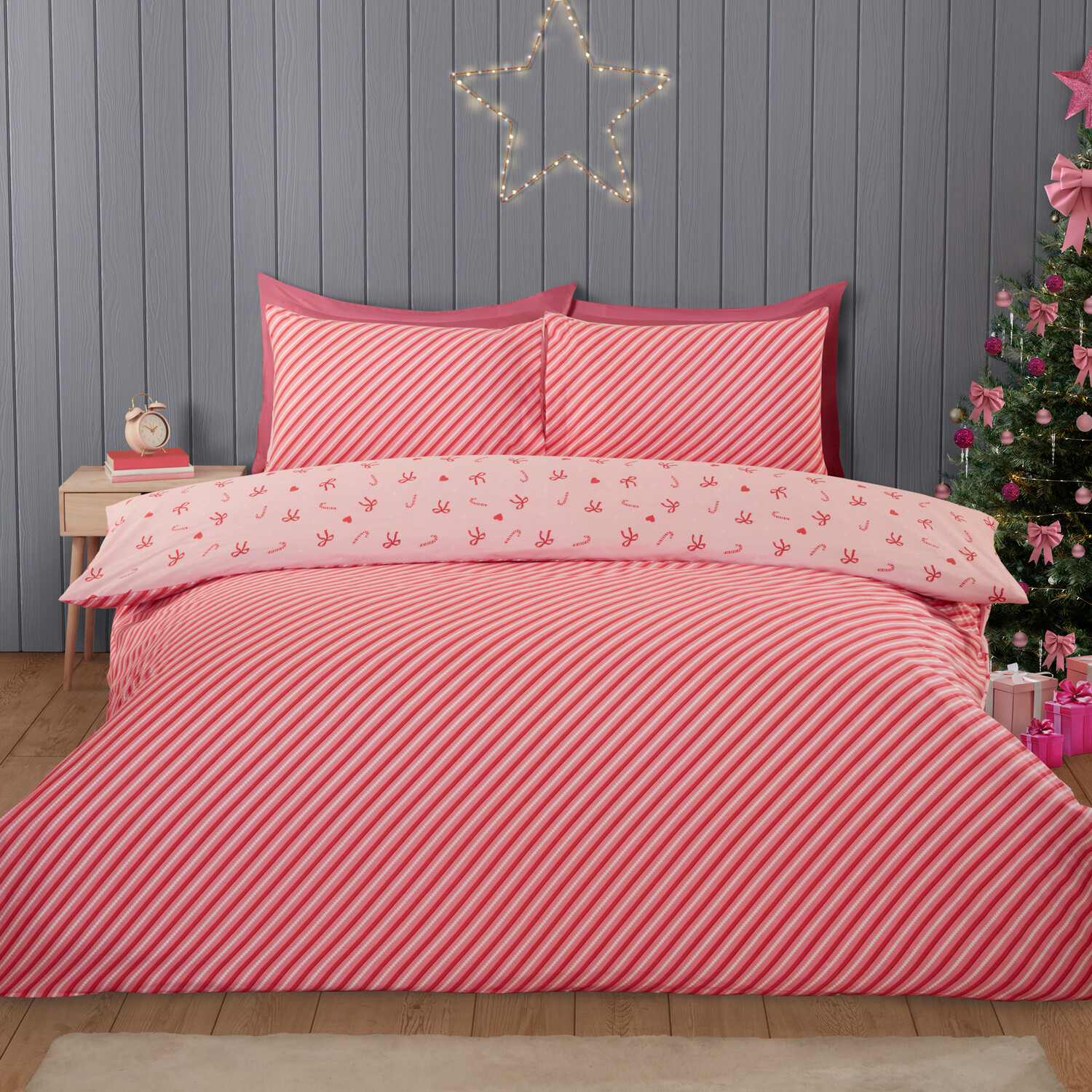 Candy Cane Bows Bedding SetPinkSingle Image 2