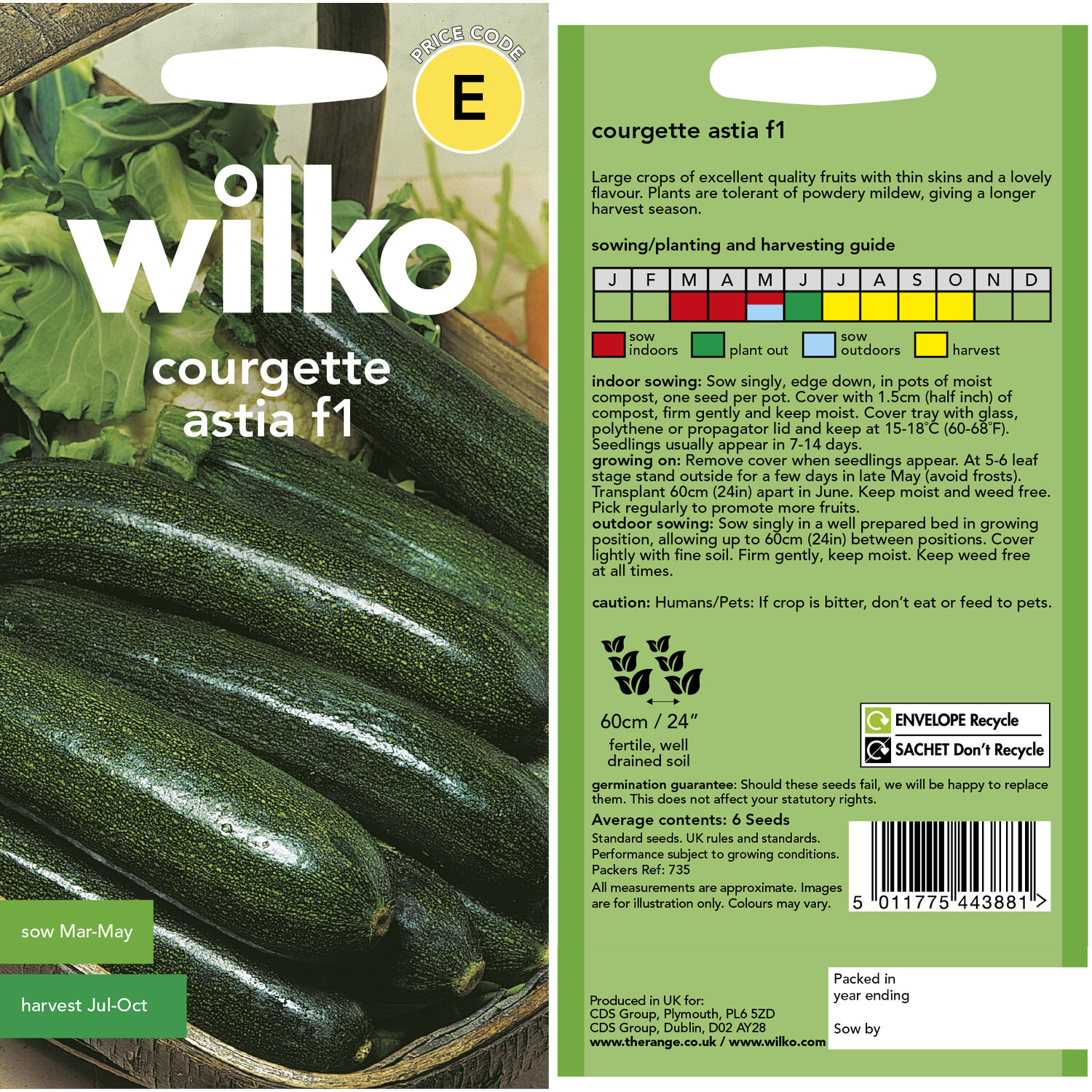 Wilko Courgette Astia Seeds Image 3
