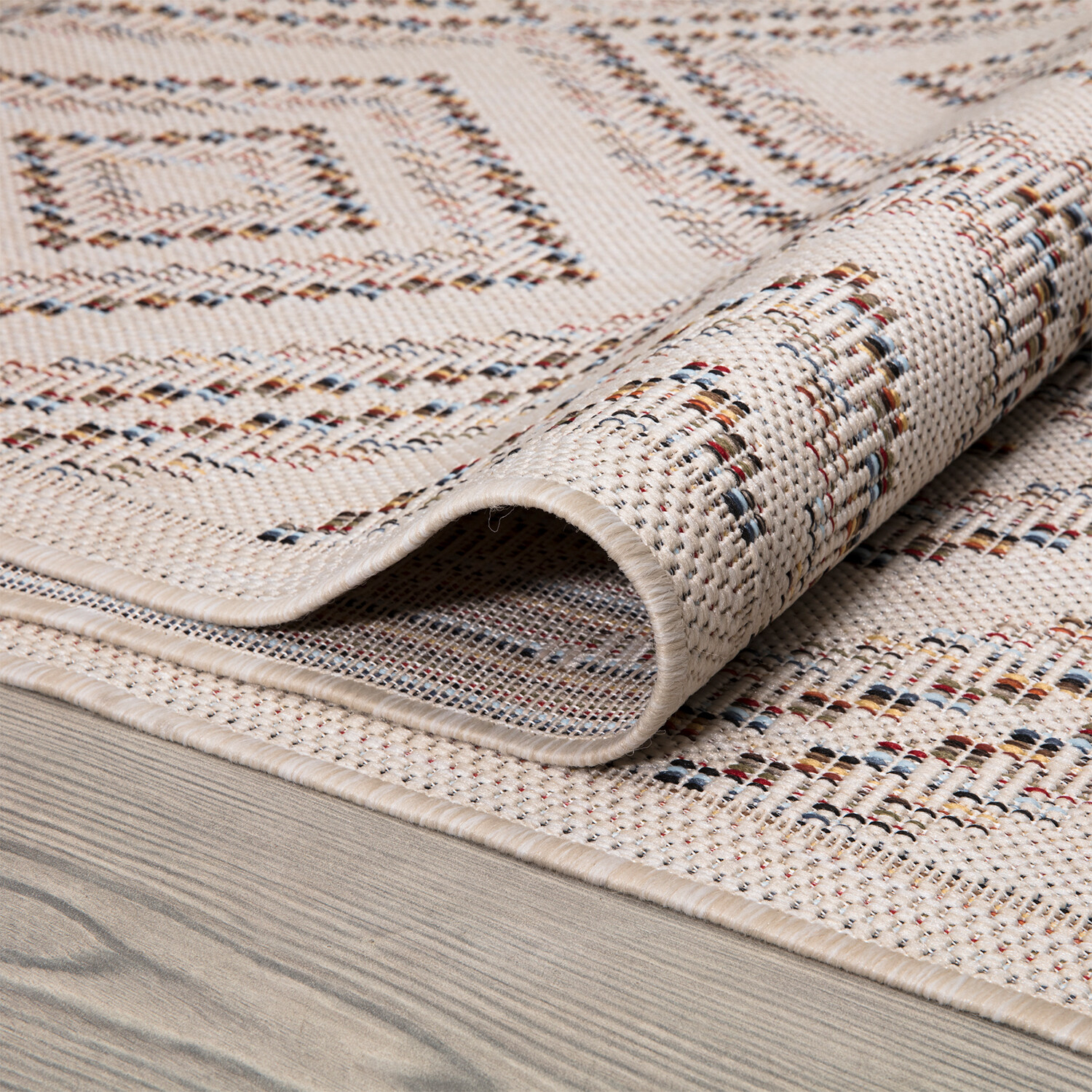 Palma Geometric Indoor and Outdoor Rug - Neutral and Brown / 160cm Image 3