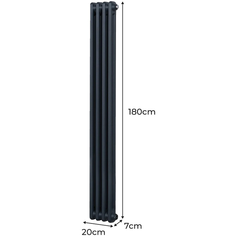 Monster Shop 2121 BTU Anthracite Grey Traditional 2 Column Radiator 1800 x 202mm Image 6