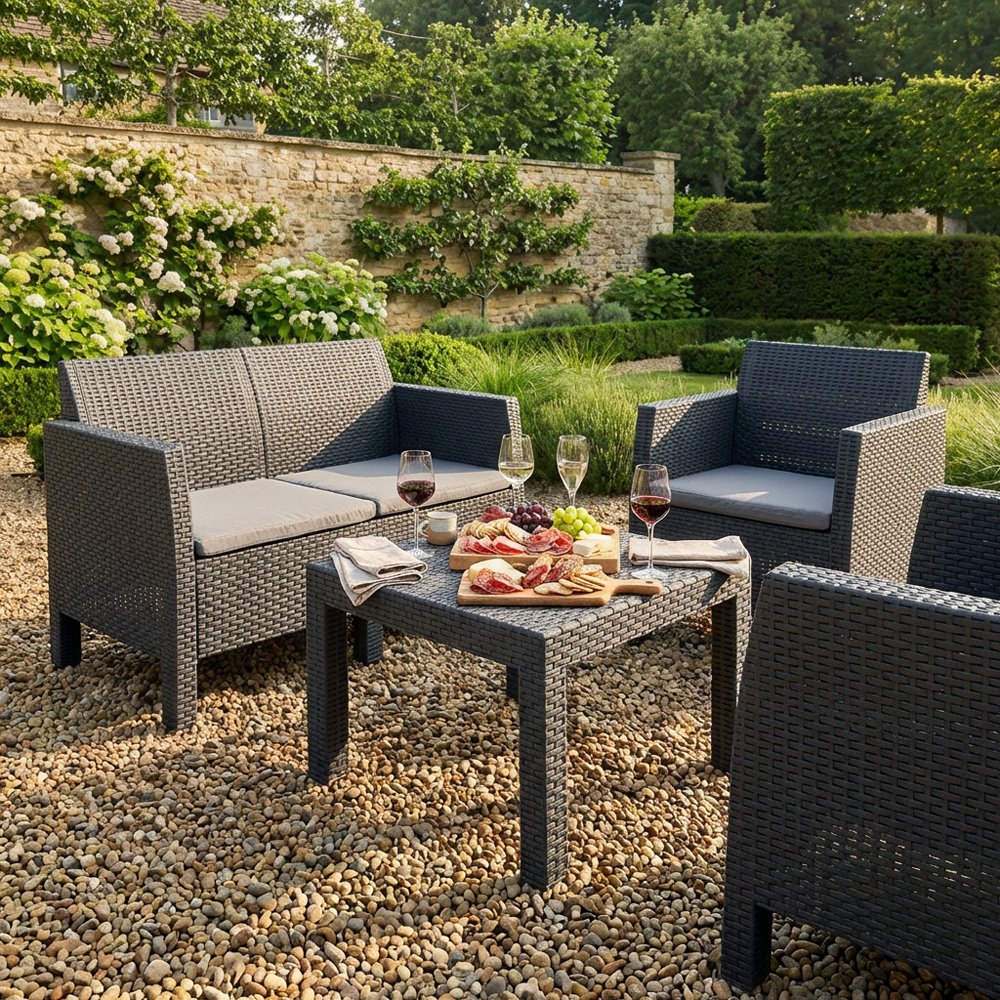 Matilde Conversation 4 Seater Black Rattan Patio Lounge Set Image 7
