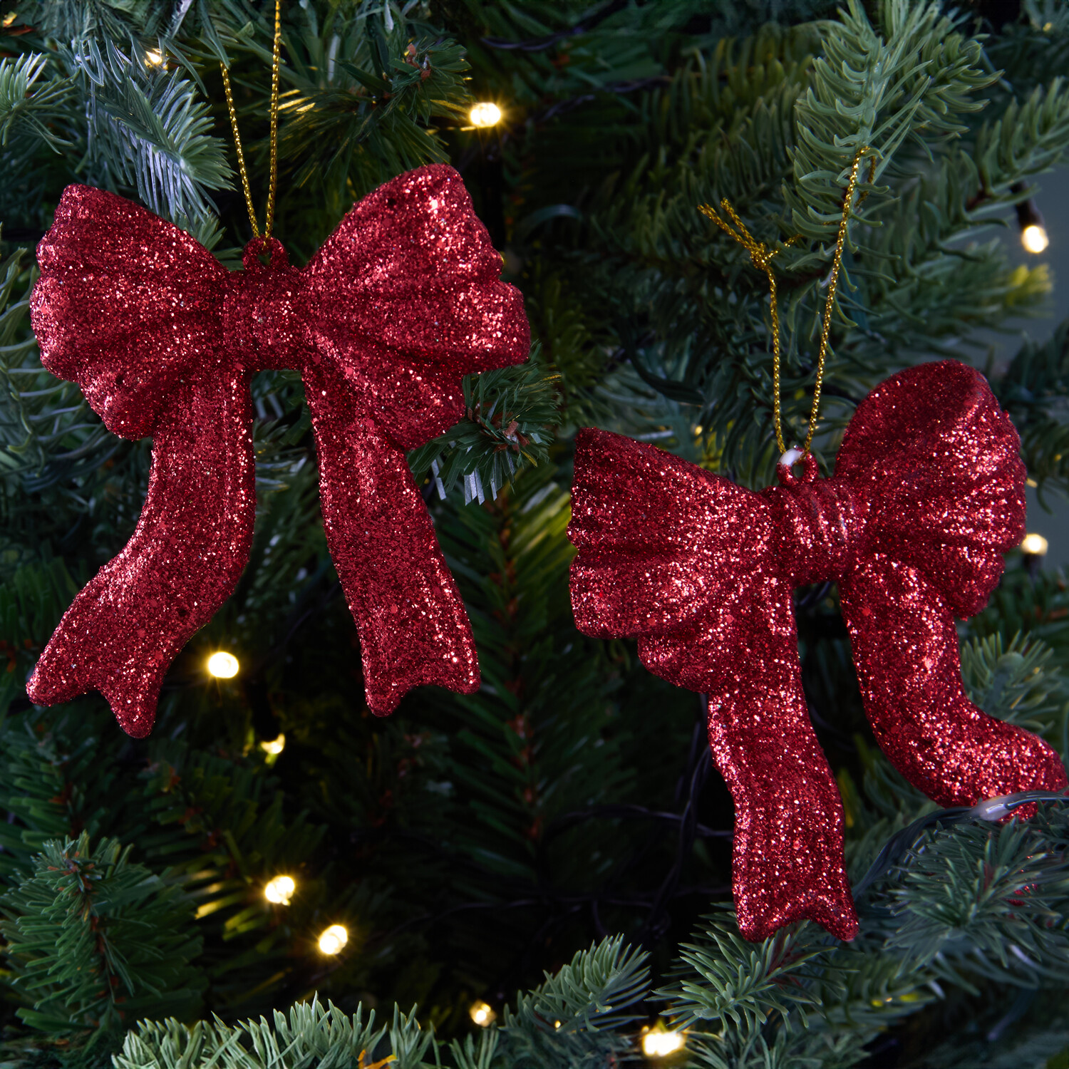 Set of 2 Glitter Bow Tree Decorations Image 7