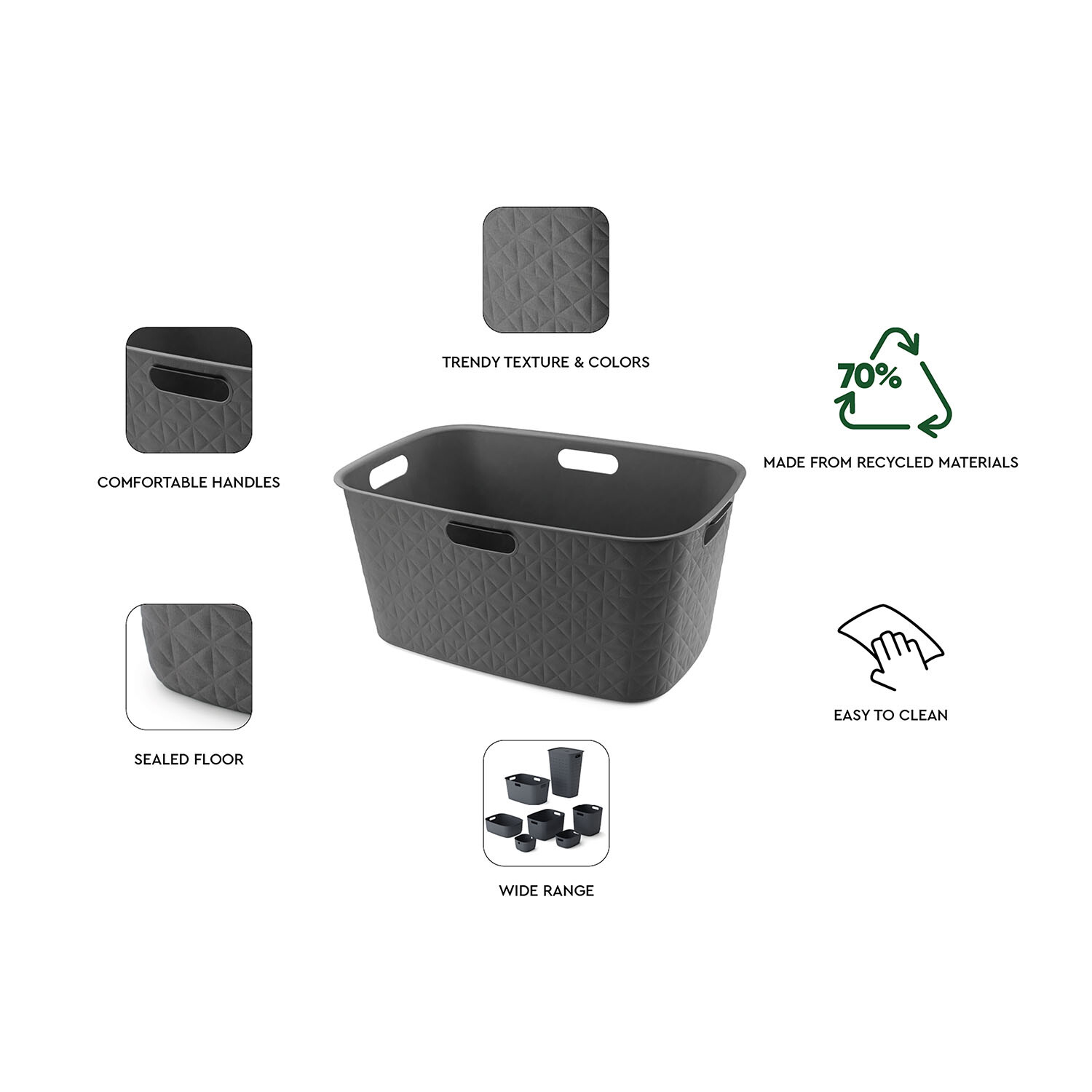 Curver Softex Laundry Basket 45L - Grey Image 7