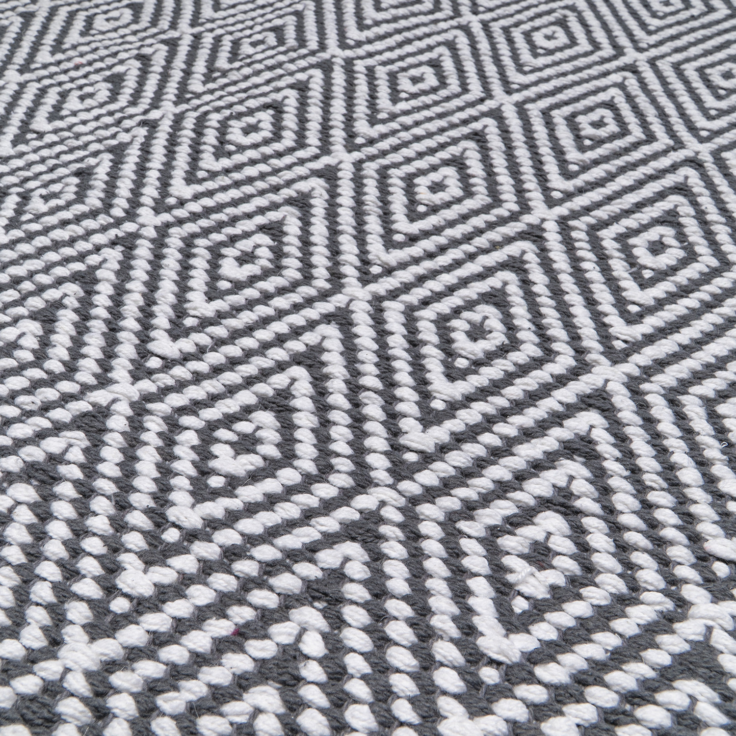 Chindi Charcoal Diamond Geo Rug 130 x 70cm Image 2