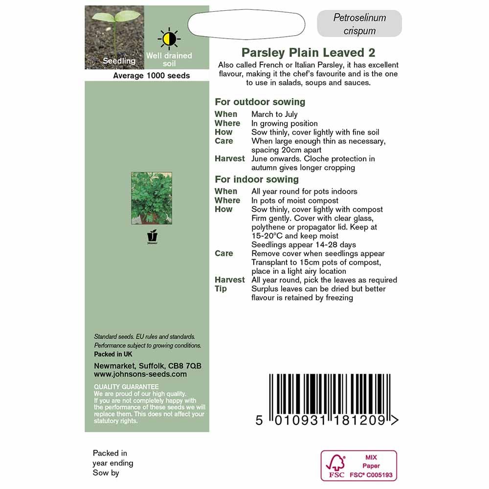 Johnsons Plain Leaved Parsley Herb Seeds Image 3