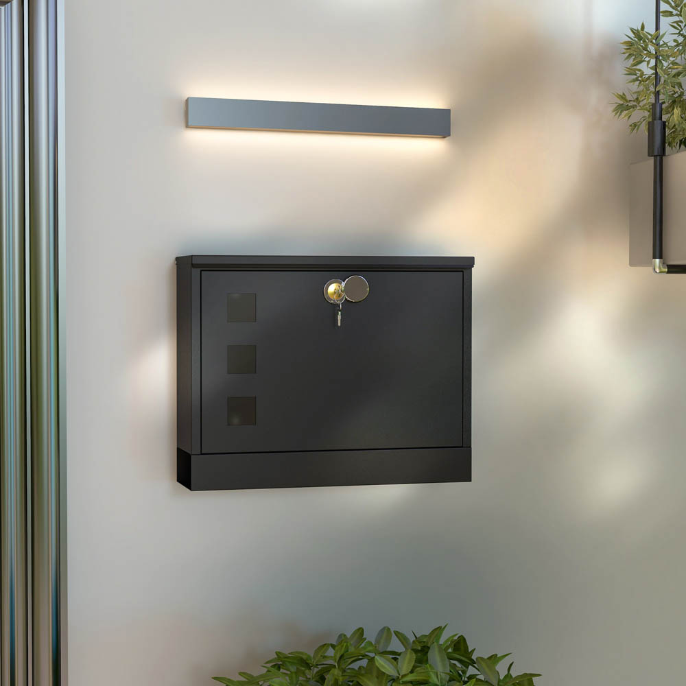 HOMCOM Wall Mounted Letterbox Mailbox with Windows and Keys Easy to Install Image 2