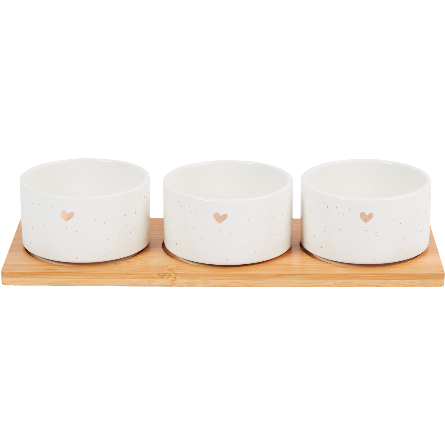Gold Heart Set Of 3 Nibble Bowls with Board Image 2