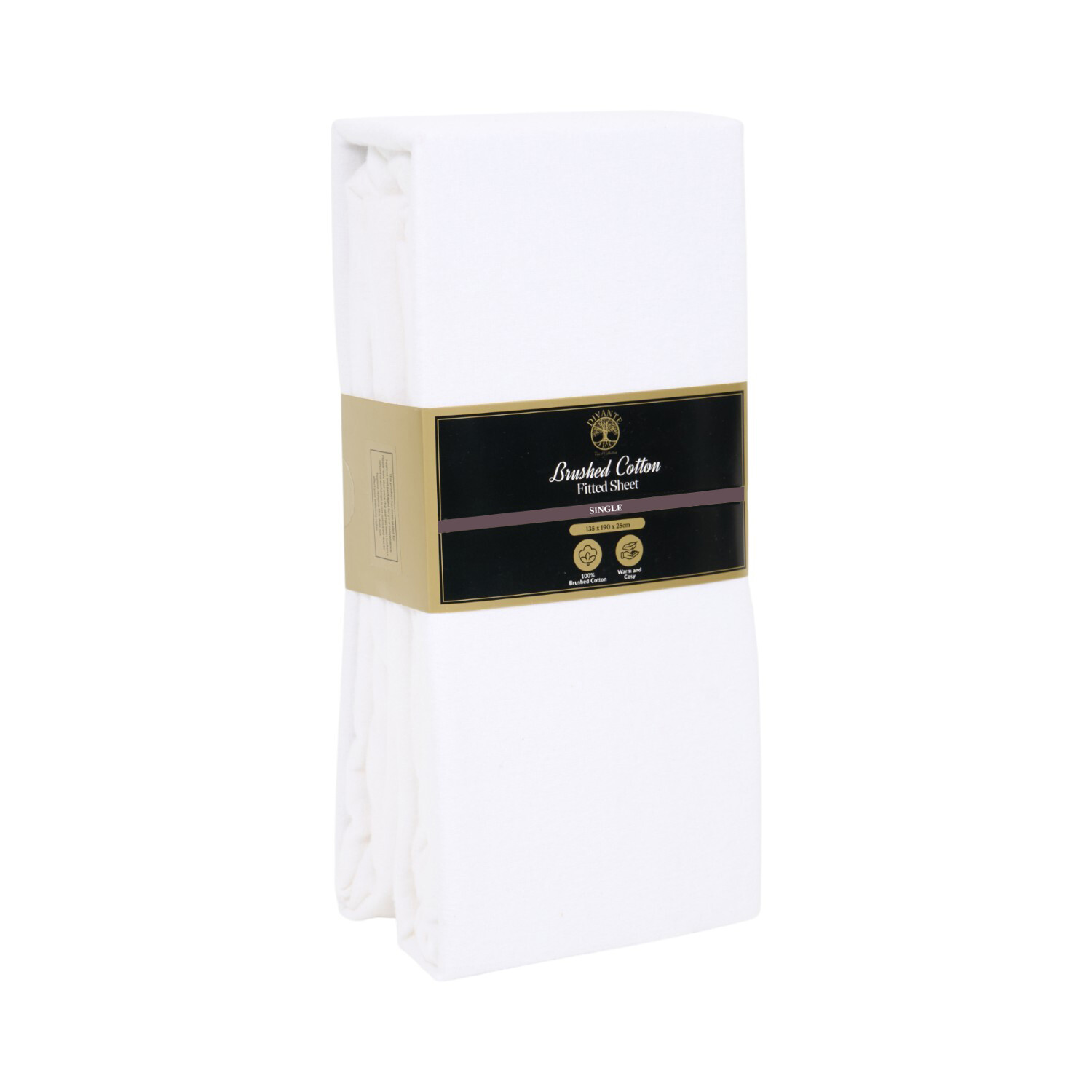 Cosy Brushed Cotton Fitted Sheet White Single Image 2