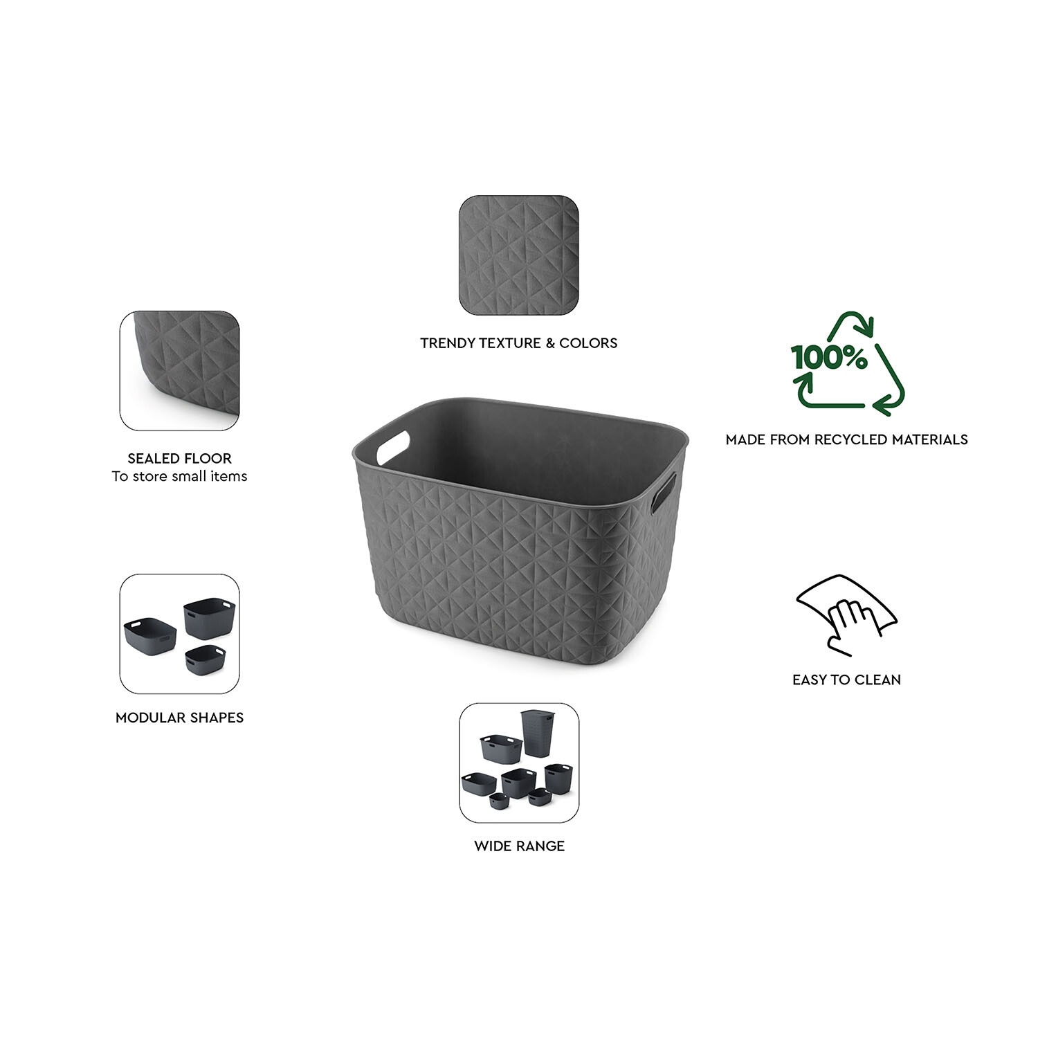 Curver Softex 19L Grey Storage Basket Image 8