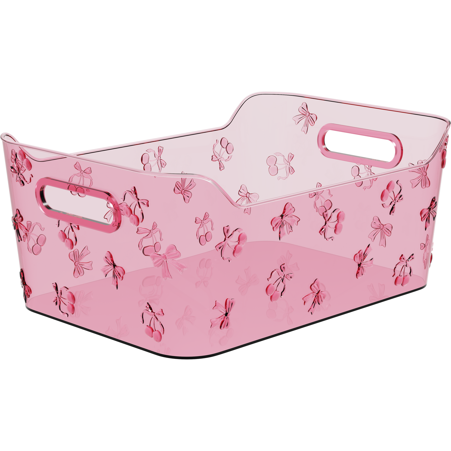 Cherry Bow Storage Basket Pink Image 2