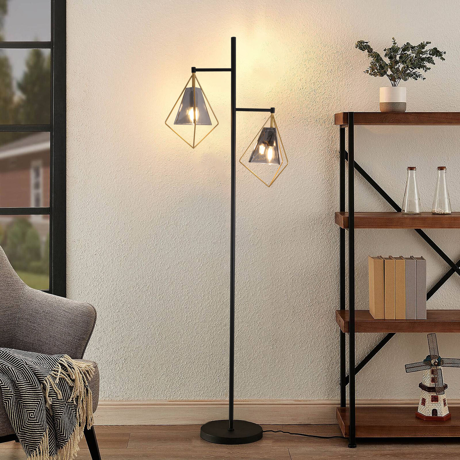 Parker Floor Lamp - Black and Gold Image 2
