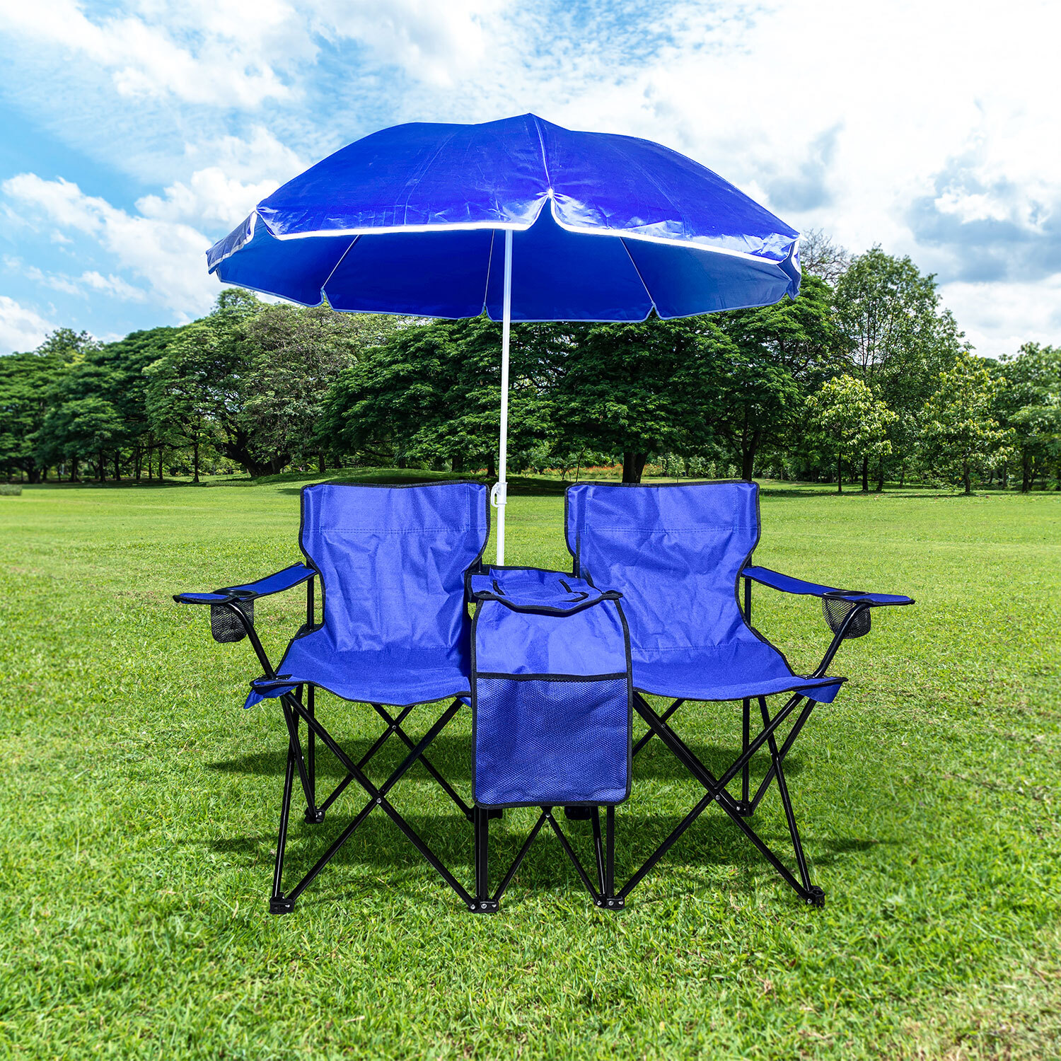Beach Chair and Parasol Set - Blue Image 2