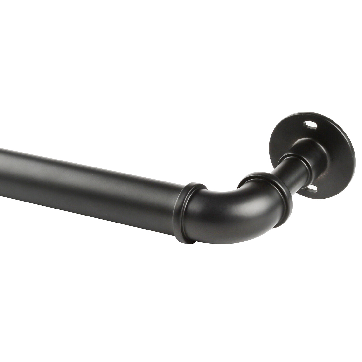 Industrial Matt Black Extendable Curtain Pole Image 2